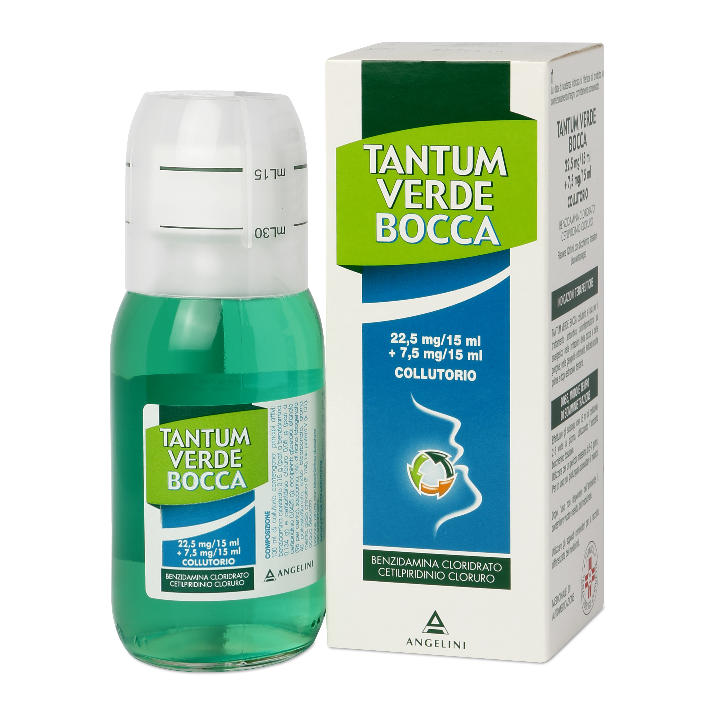 Tantum verde bocca 22,5mg/15 ml + 7,5mg/15 ml collutorio