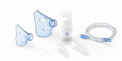 Soffio cube kit accessori ricambio con ampolla, boccaglio e focella nasale, maschera pediatrica e adulti, tubello e filtri di ricambio e borsa porta a