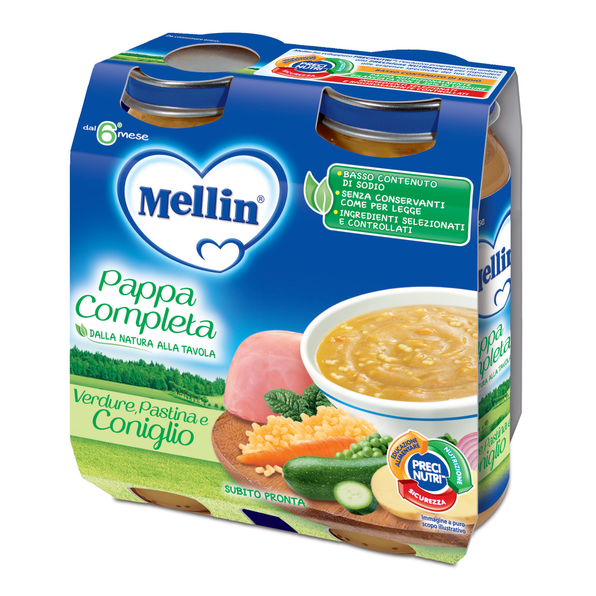 Mellin pappa completa coniglio 250 g 2 pezzi