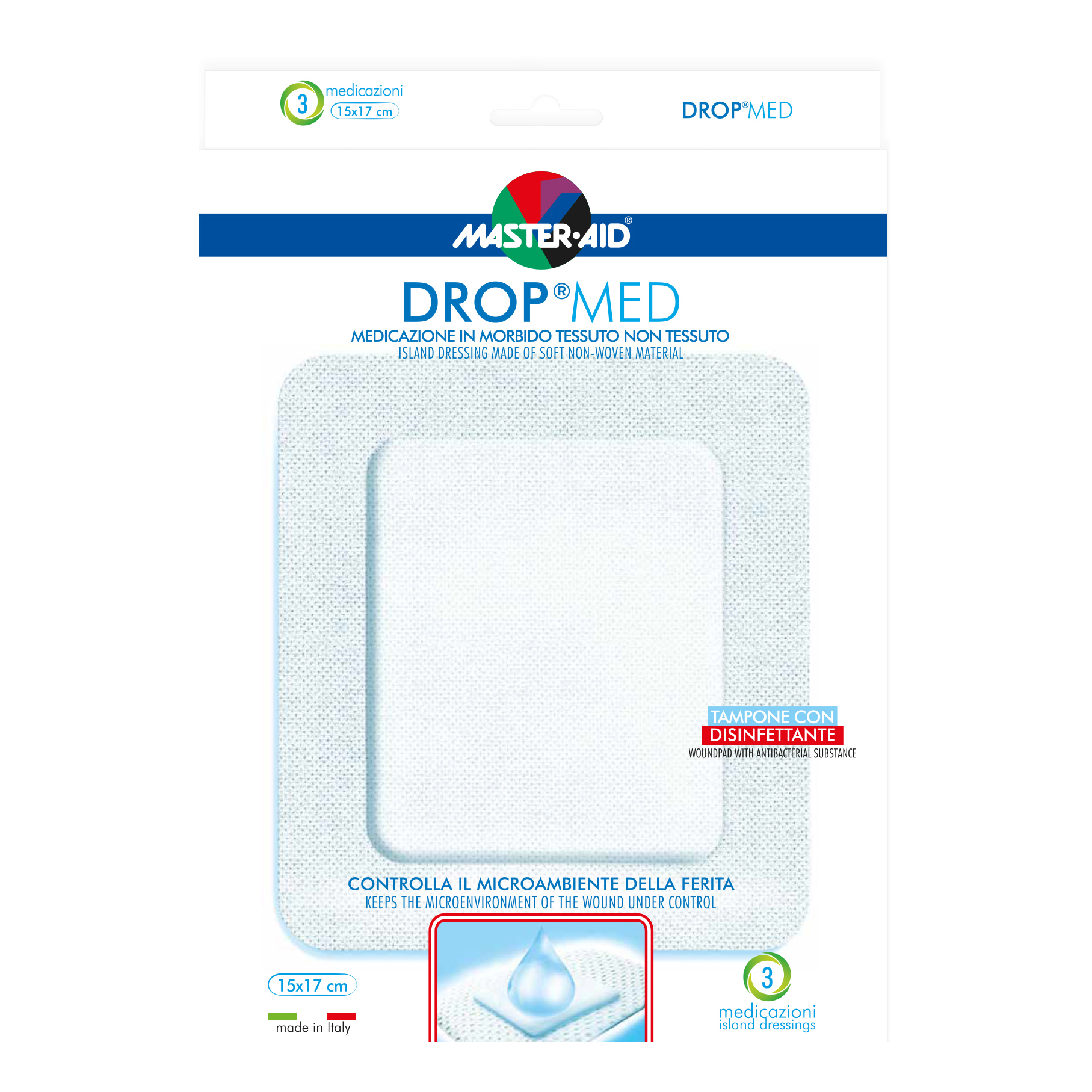 Medicazione adesiva master-aid drop med 15x17 3 pezzi