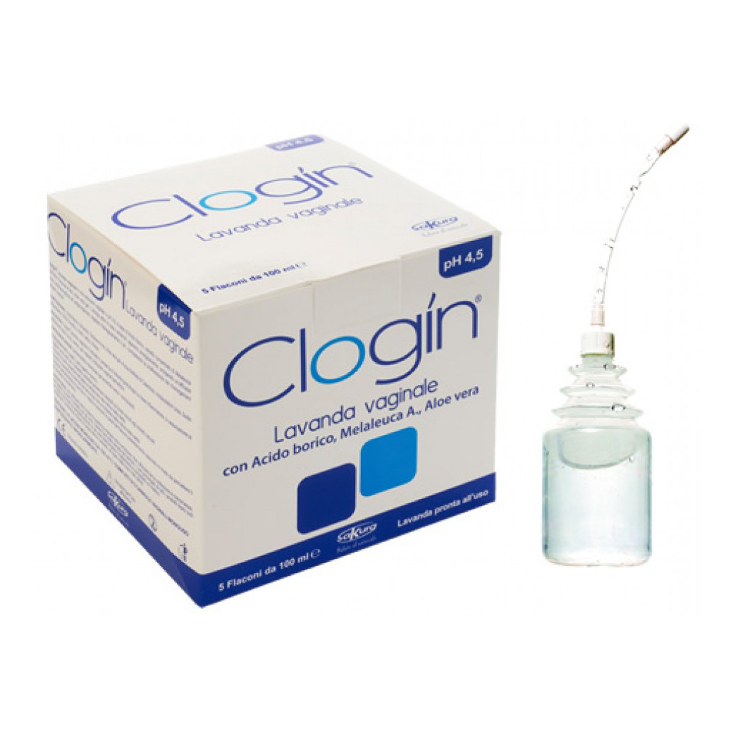 Clogin lavanda vaginale 5 flaconi da 100 ml + 5 cannule vaginali monouso