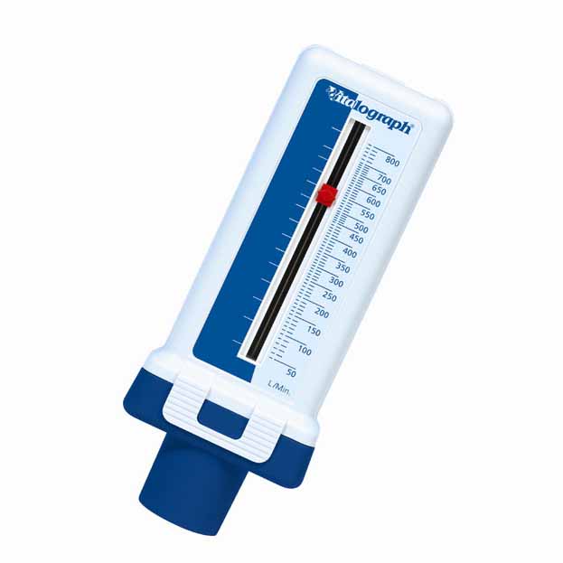 Misuratore di picco di flusso espiratorio. consente di sorvegliare eventuali variazioni del flusso fornendo informazioni sull'andamento della malattia