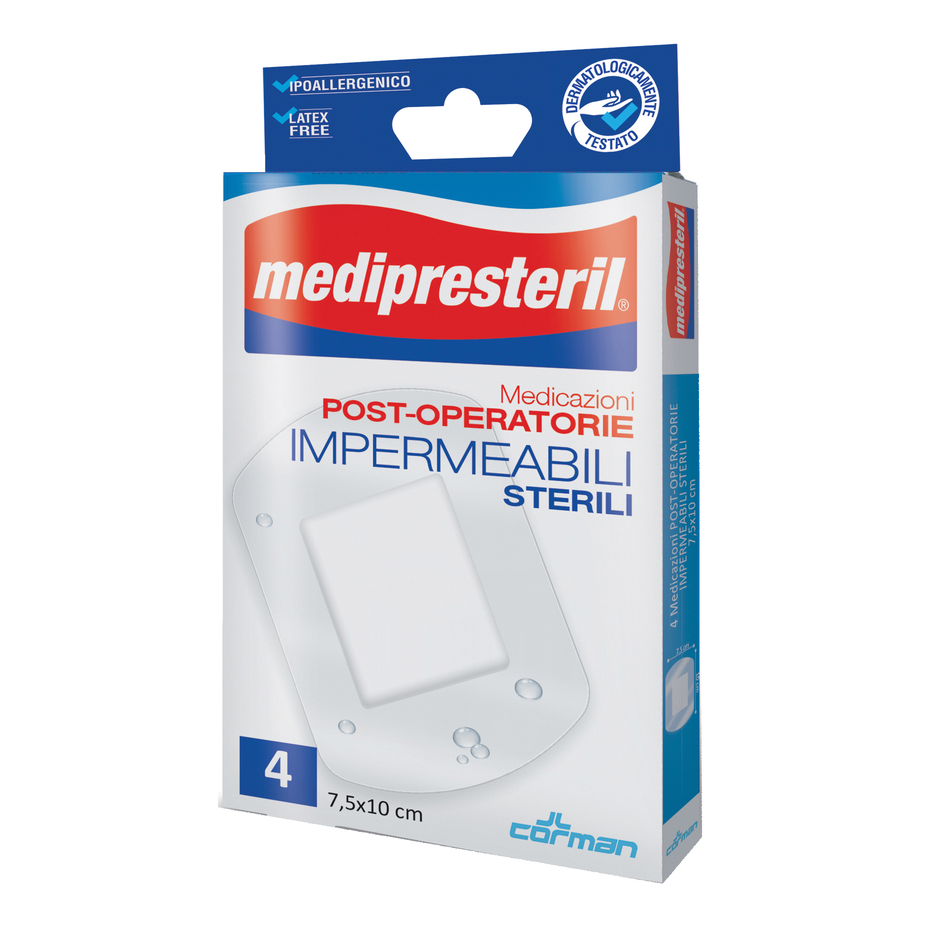 Medicazione medipresteril post operatoria impermeabile sterile 7,5x10cm 4 pezzi