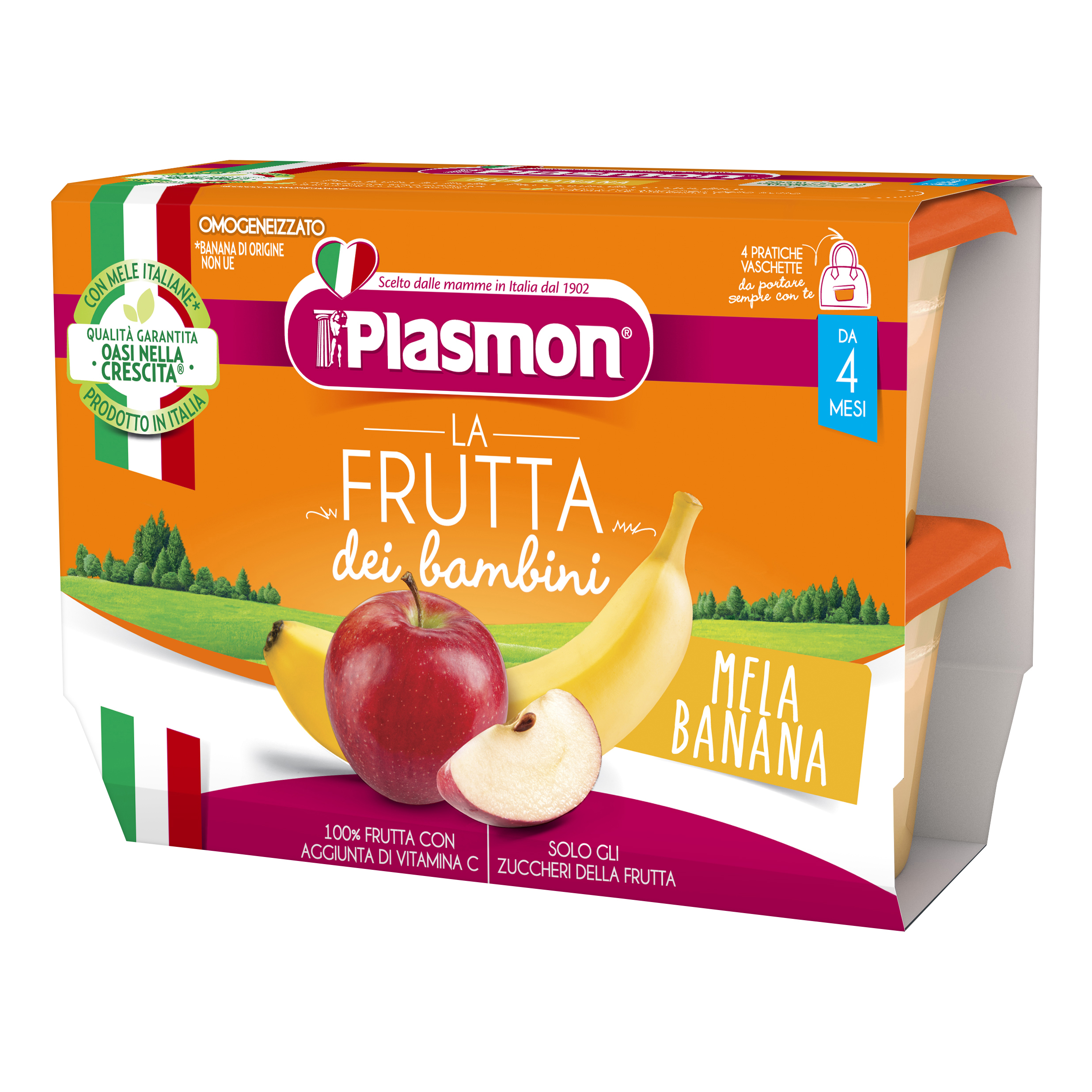 Plasmon sapori di natura omogeneizzato mela e banana 100 g x 4 pezzi