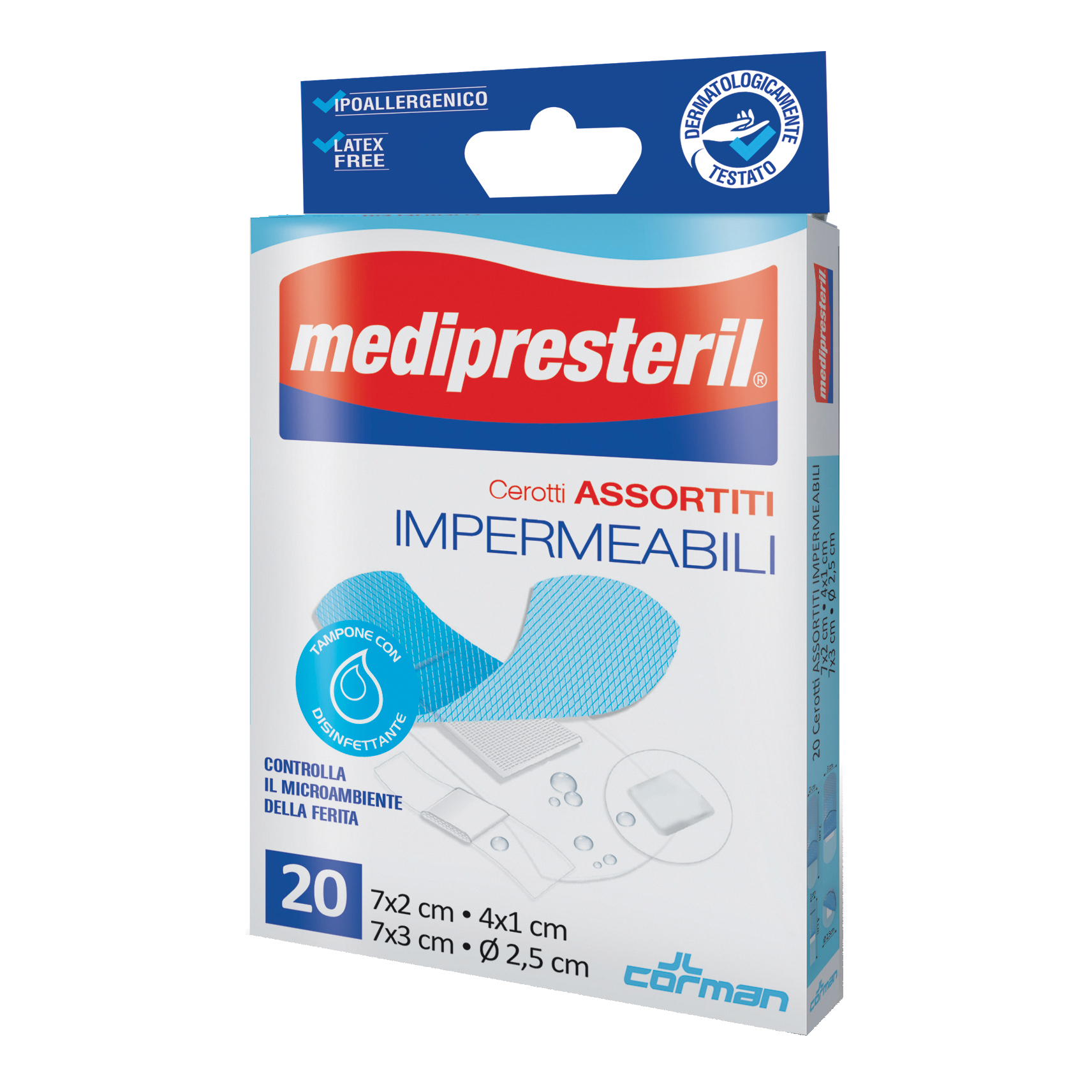 Cerotti Impermeabili Con Protezione UV - 20 Pezzi Sterili, Tessuto Non Tessuto, Elastici, Senza Lattice
