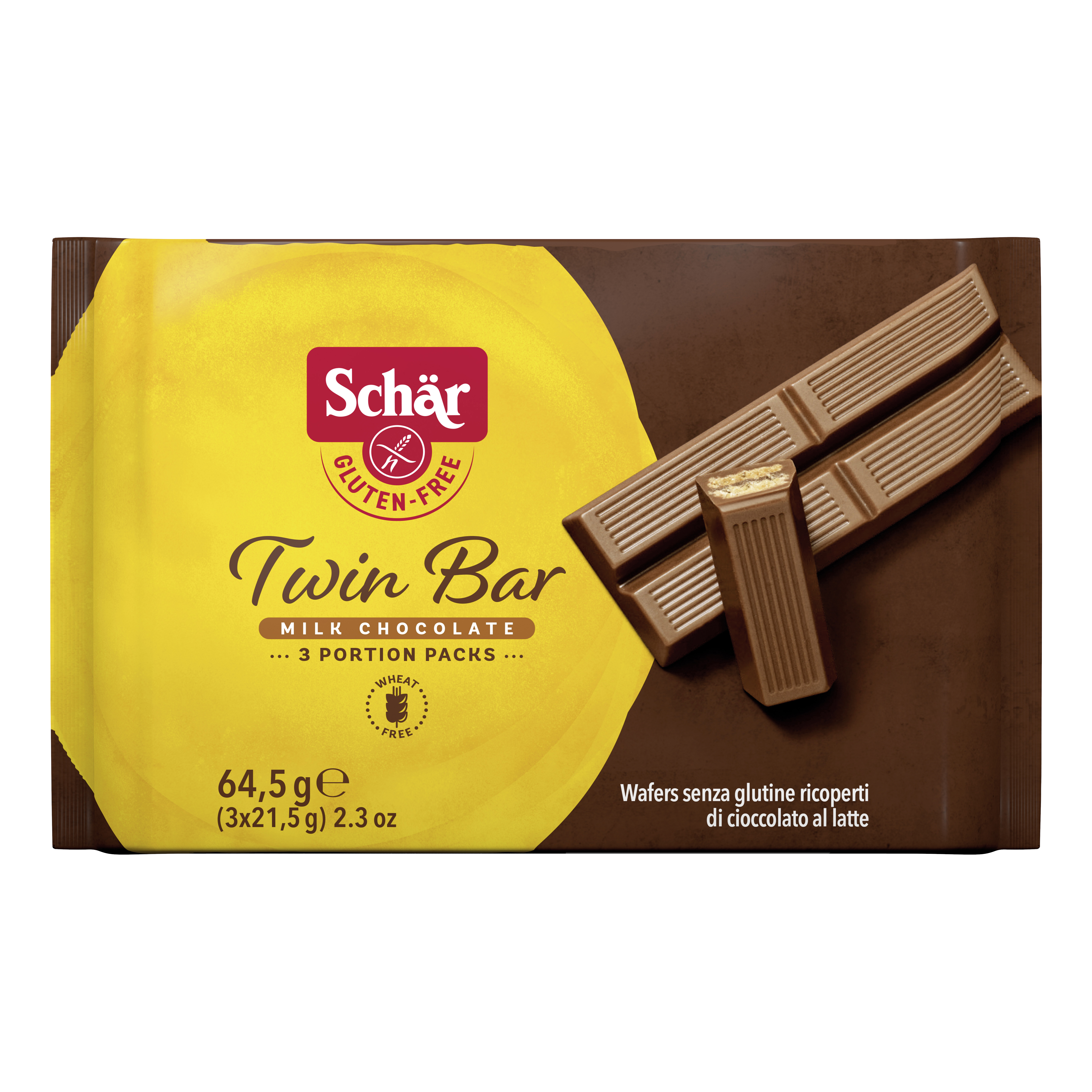Schar twin wafer cioccolato al latte 3 barrette x 21,5 g