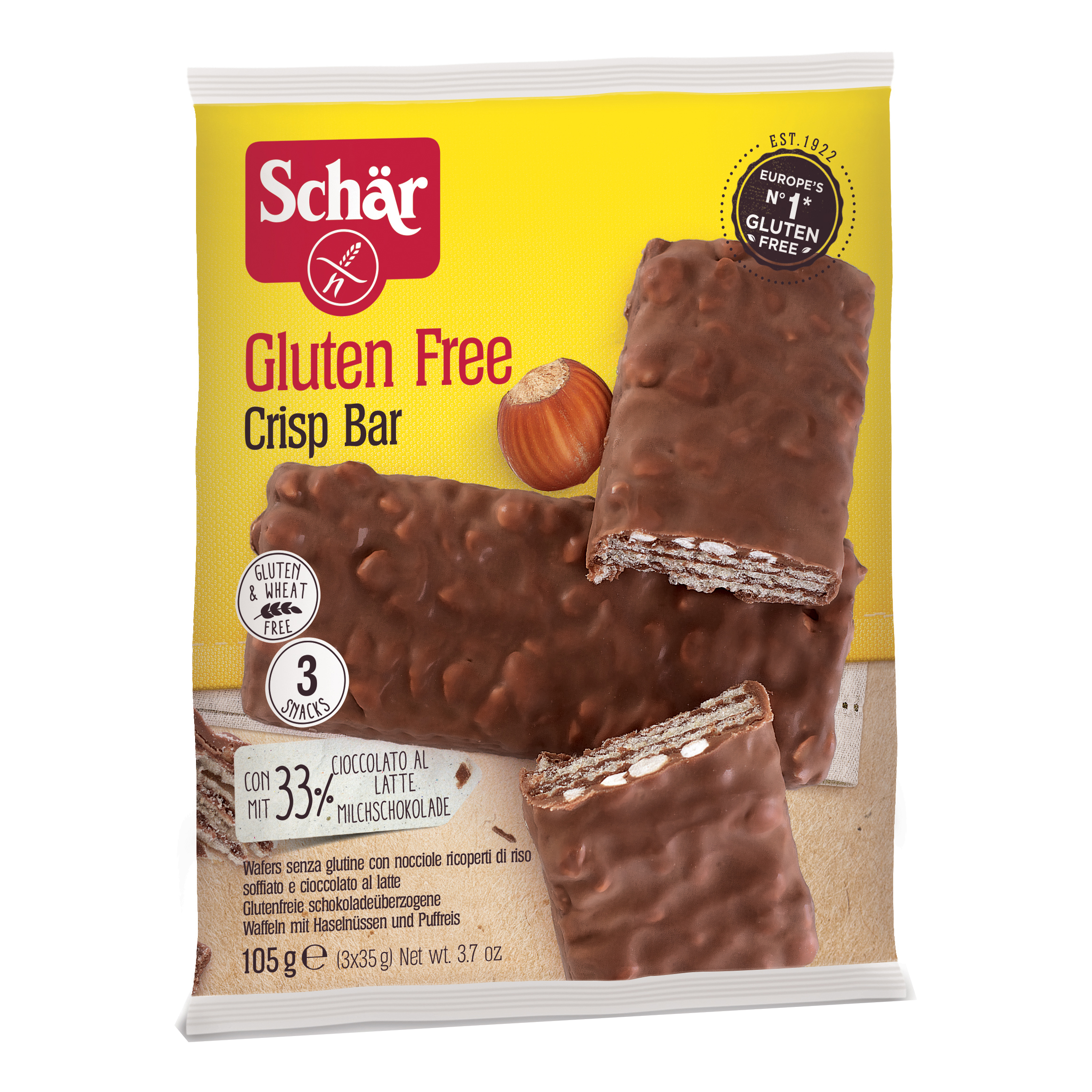 Schar crisp barrette 3 pezzi da 35 g