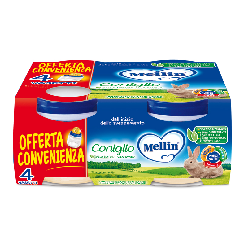 Mellin omogeneizzato coniglio 4x80 g
