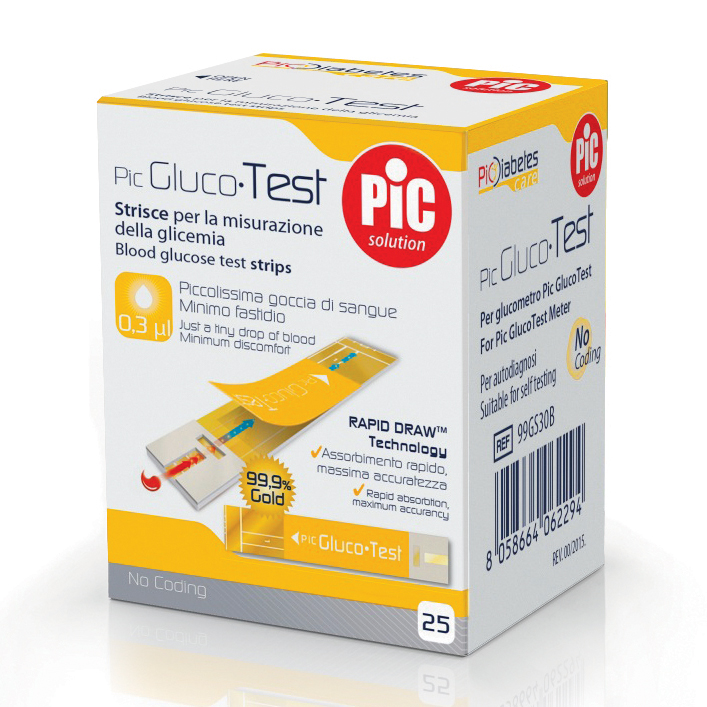 Strisce misurazione glicemia pic glucotest 25 pezzi