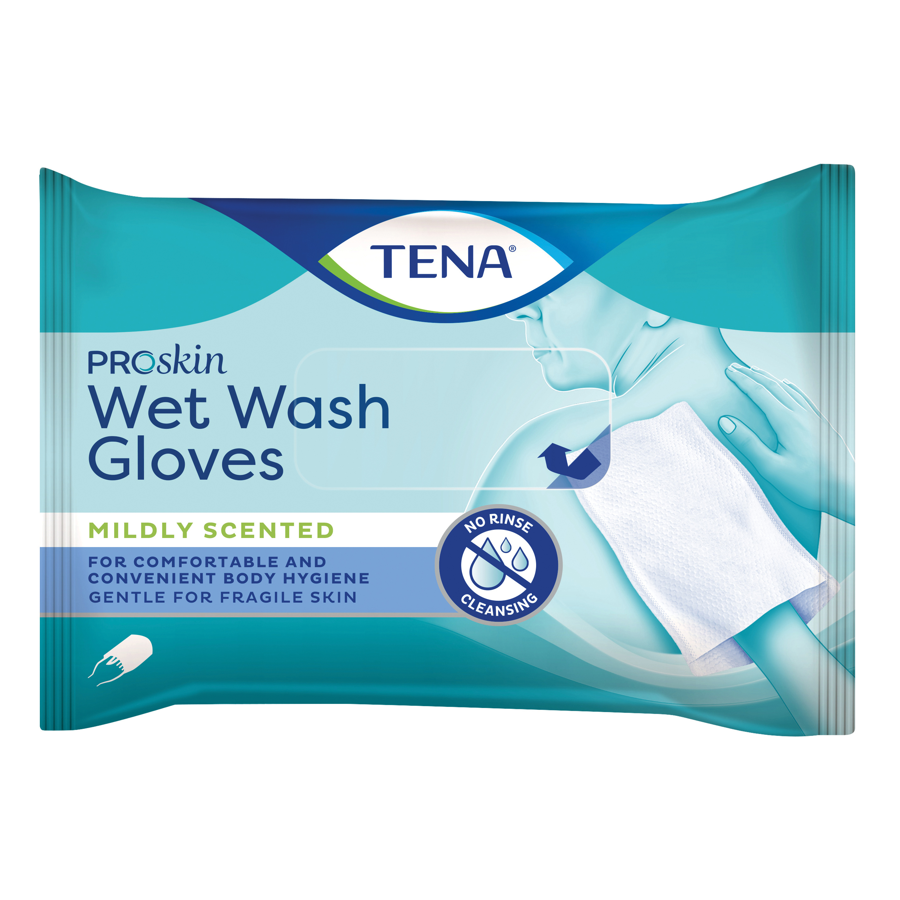 Tena wet wash glove guanto detergente umidificato 8 pezzi