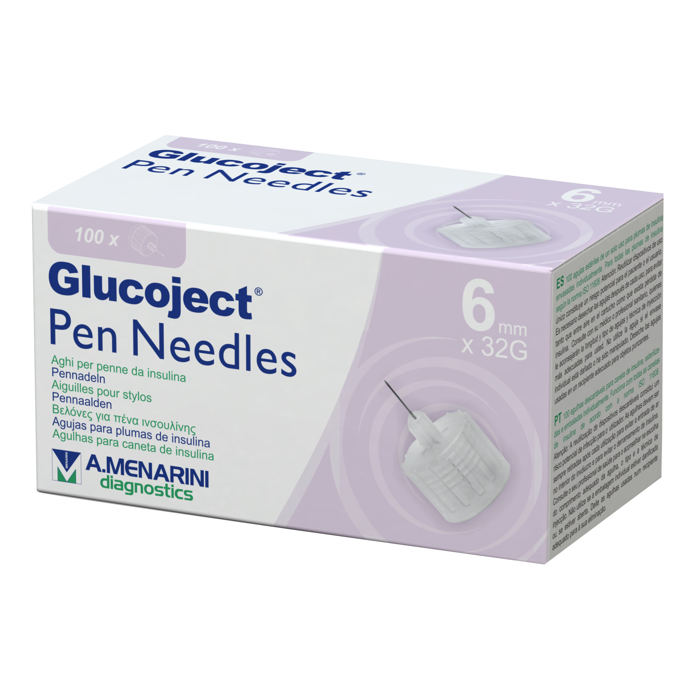 Ago per penna da insulina glucoject 6 mm gauge 32 100 pezzi