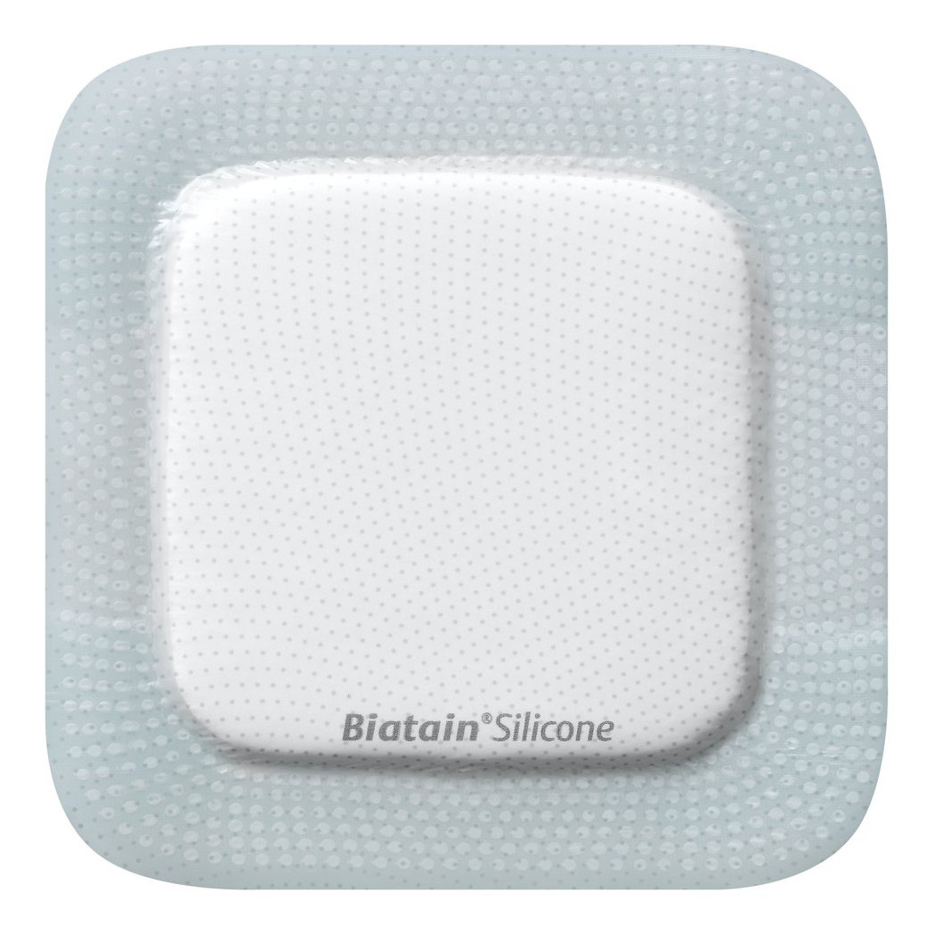 Medicazione biatain in schiuma di poliuretano con bordo adesivo in silicone 12,5x12,5 cm 10 pezzi