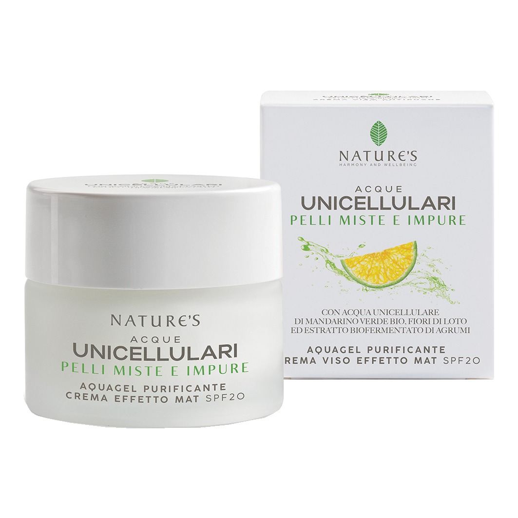 Nature's acque unicellulari aquagel crema viso effetto mat spf20 50 ml