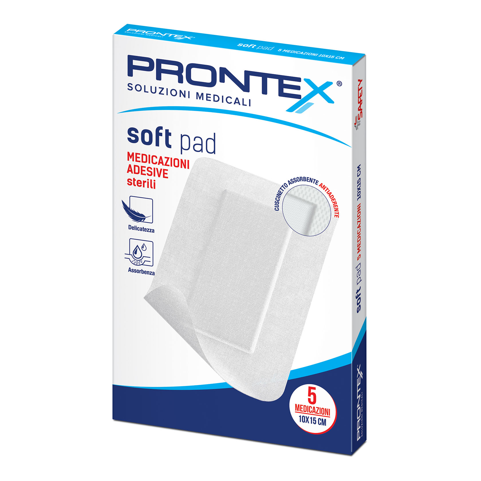 Medicazione adesiva sterile prontex soft pad 10x15 cm 5 pezzi