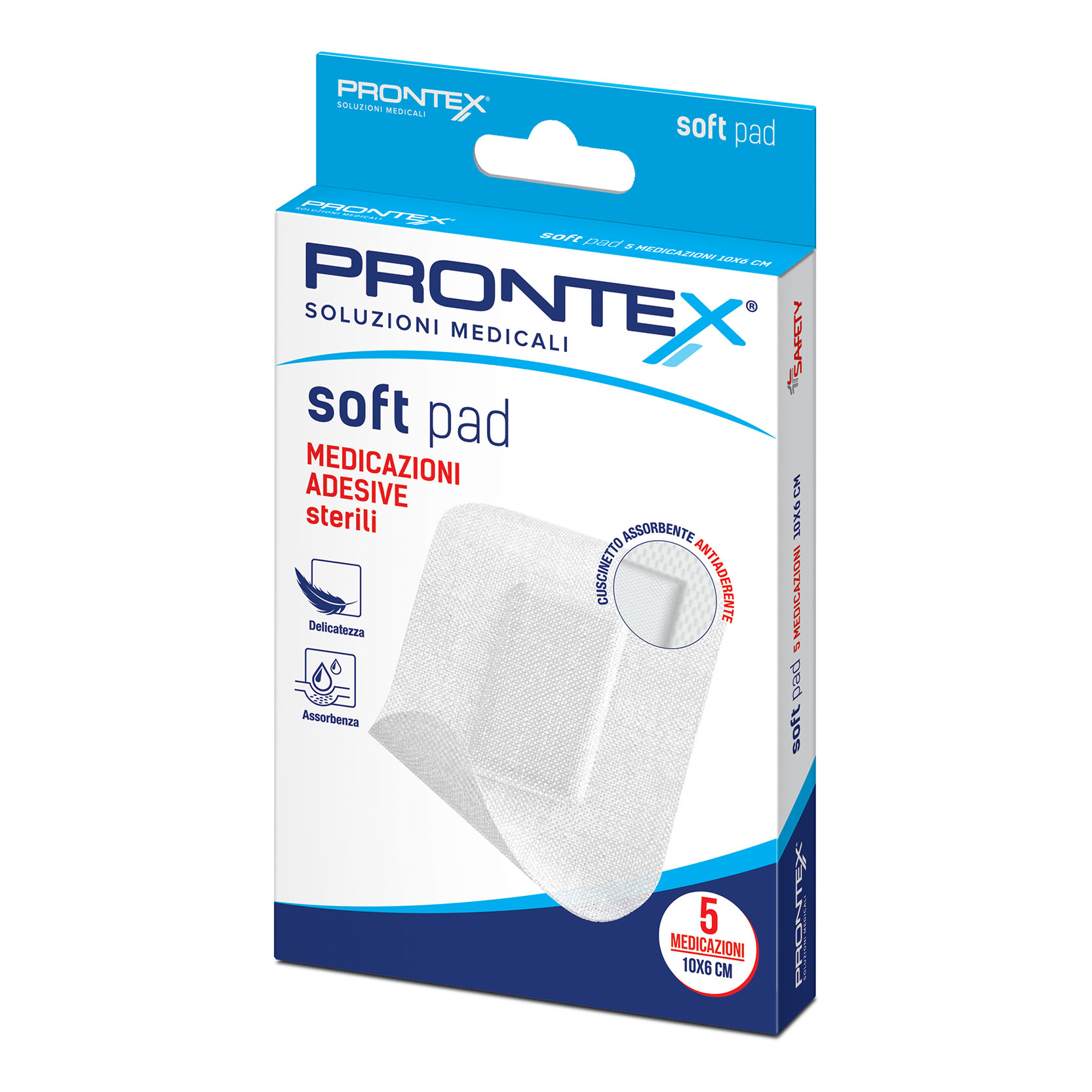 Medicazione adesiva sterile prontex soft pad 10x6 cm 5 pezzi