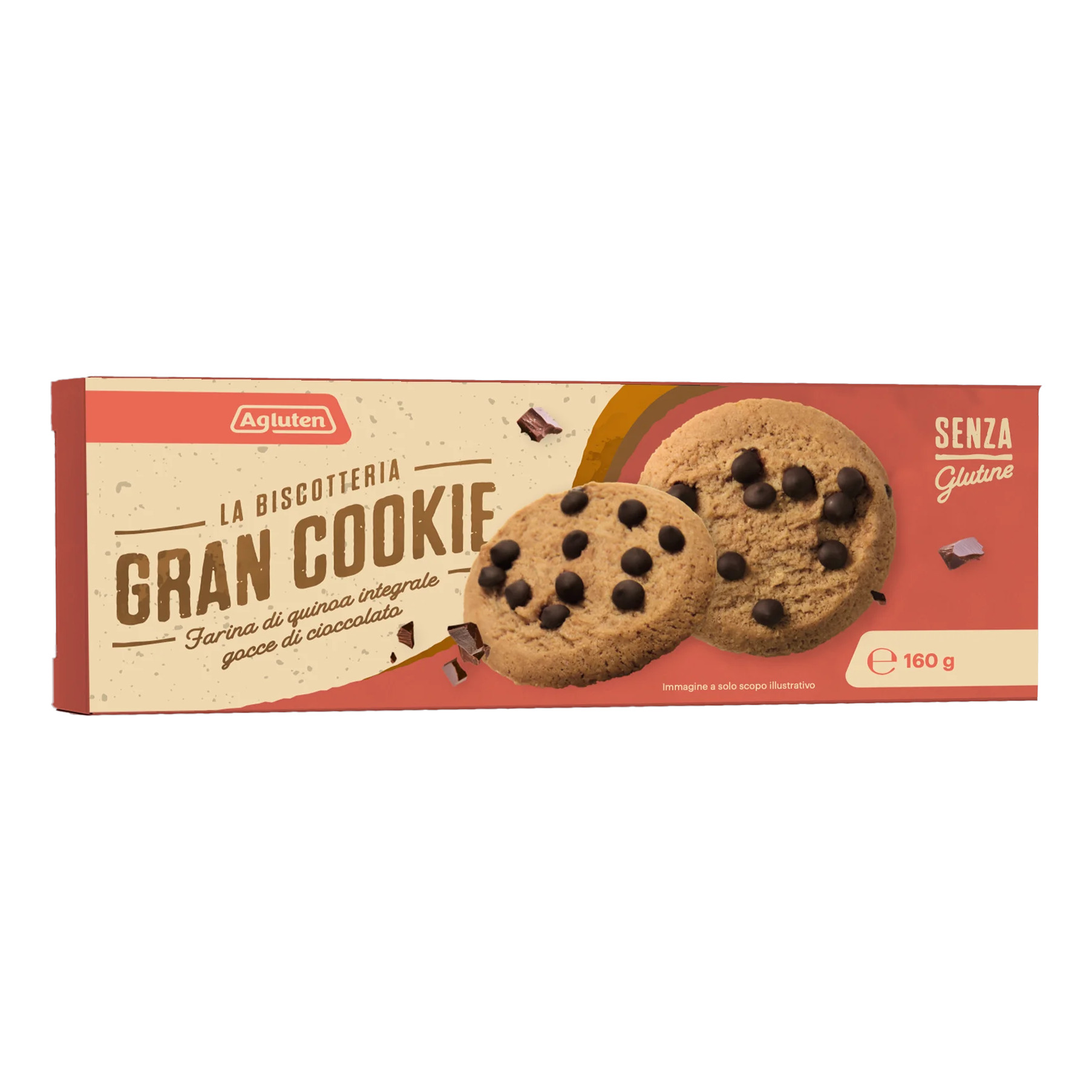 Agluten gran cookie farina quinoa integrale e gocce di cioccolato 160 g