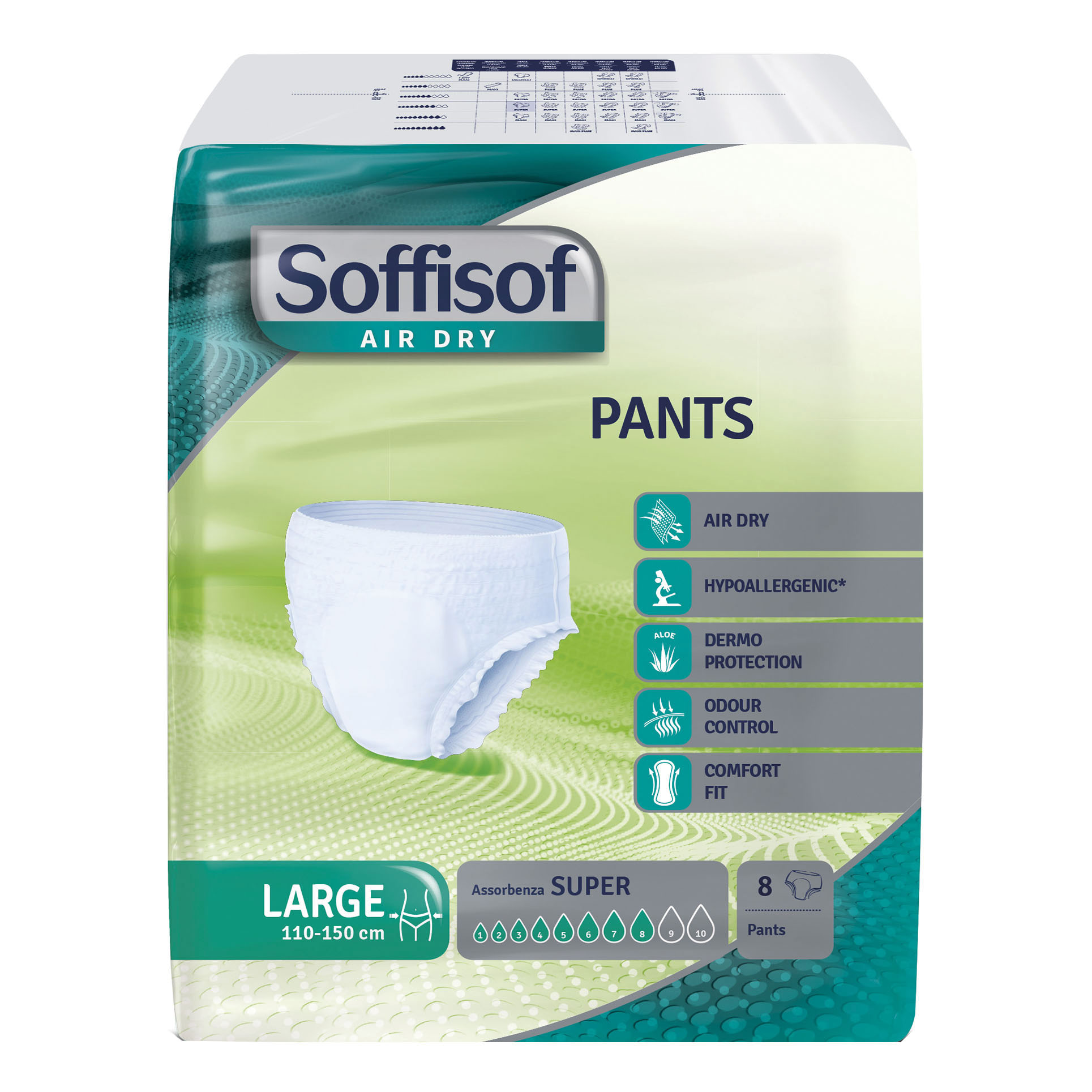 Pannolone soffisof air dry pants large 110-150cm assorbenza super 8 pezzi