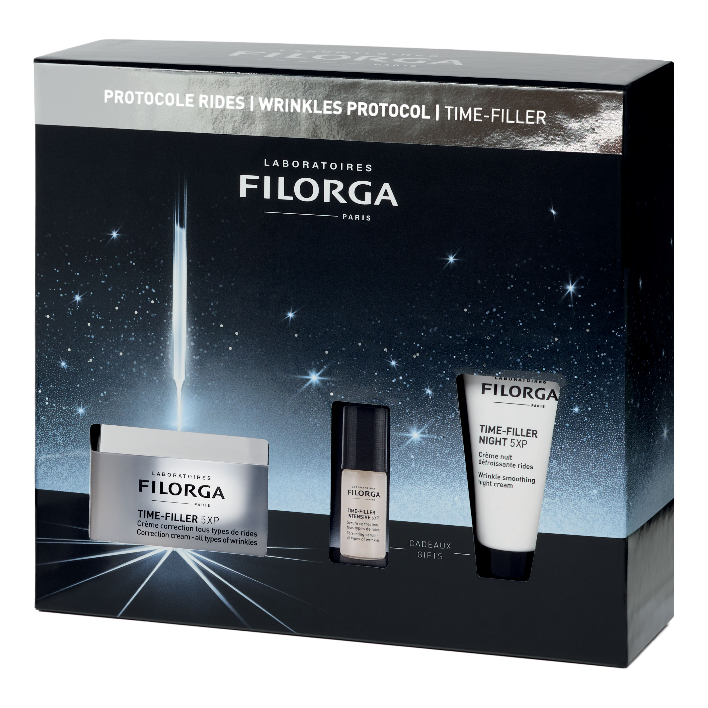 Filorga xmas coffret time filler 5xp 2025 1 time filler 5xp crema 50 ml + 1 time filler intensive 5xp 5 ml + 1 time filler night 5xp 15 ml
