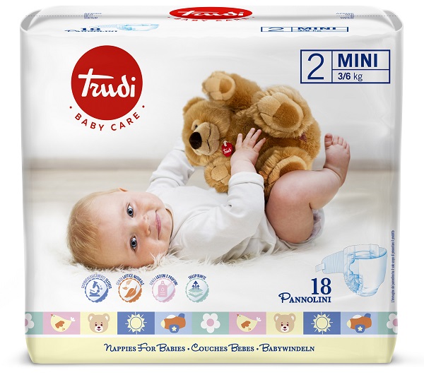 Trudi baby care pannolino per bambini mini 3/6kg 18 pezzi