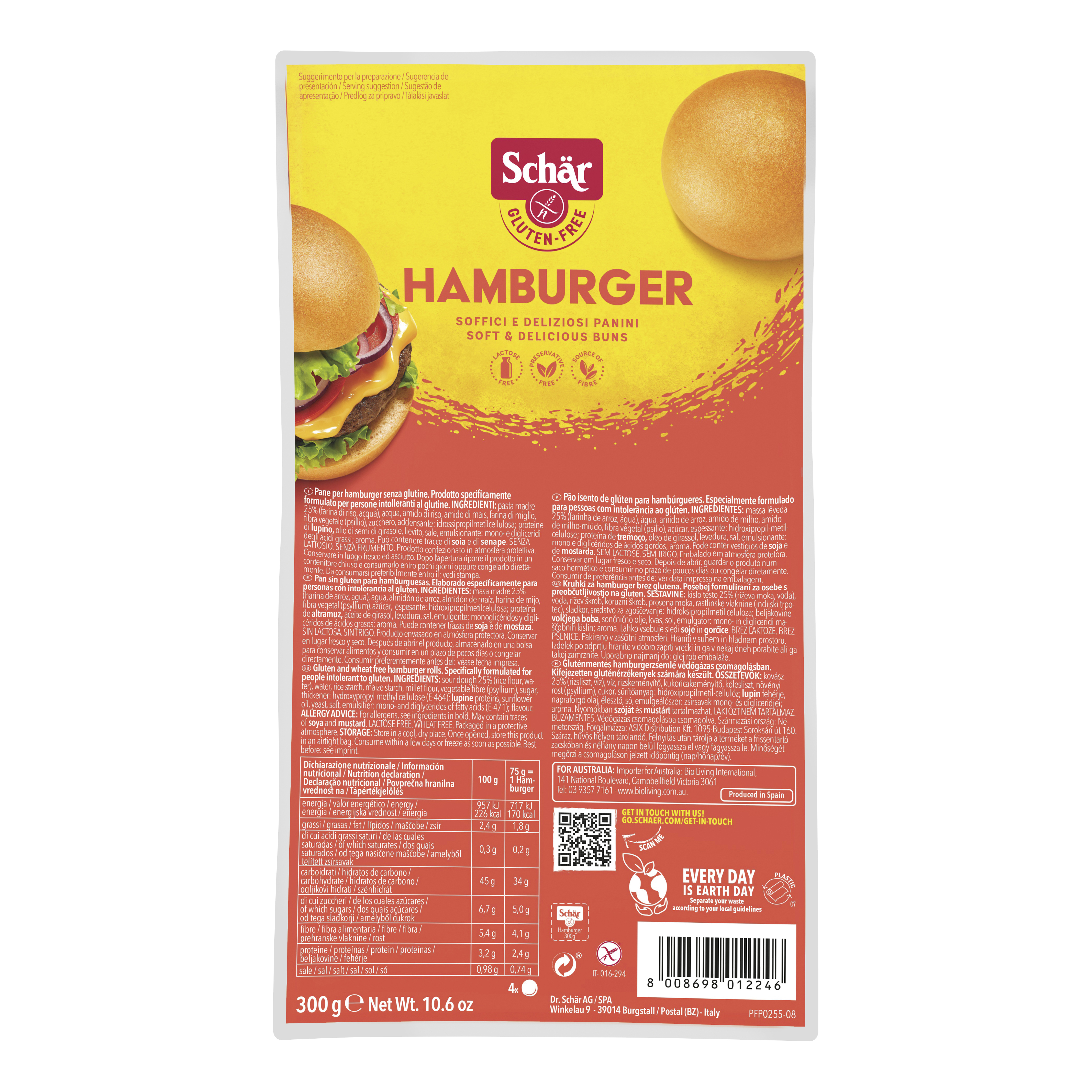 Schar panini hamburger 4x75g