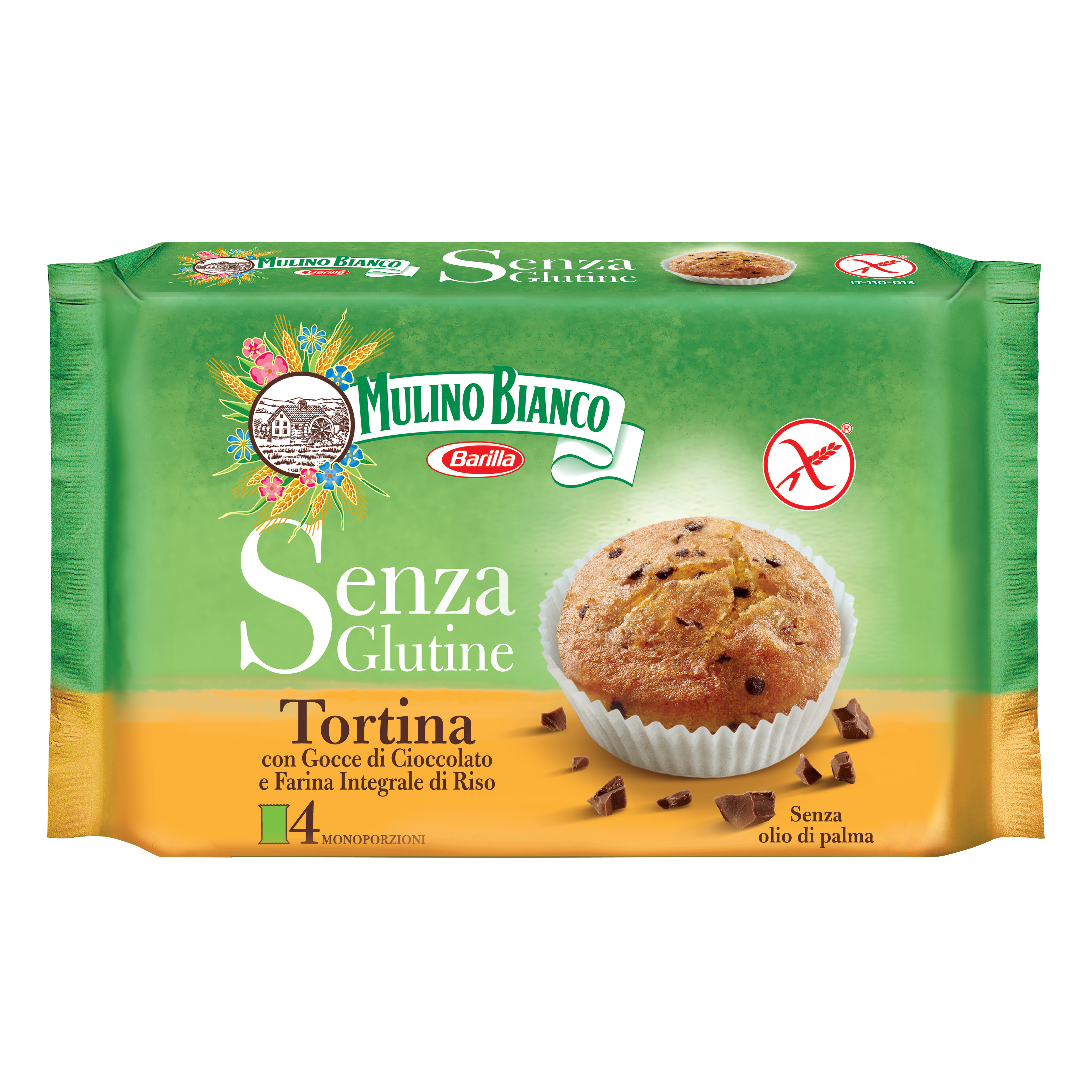 Mulino bianco tortina con farina integrale di riso e gocce di cioccolato 140 g
