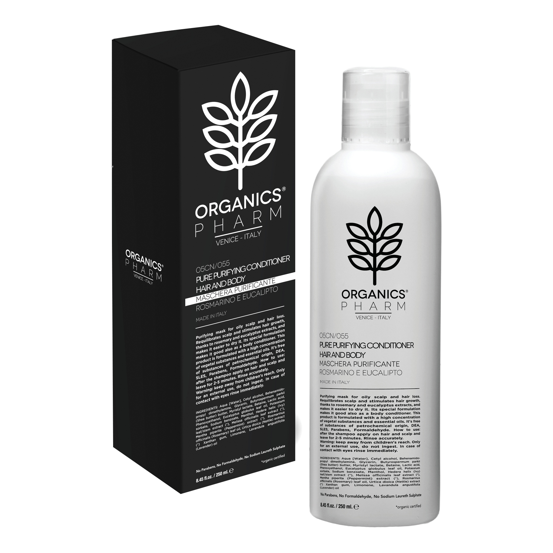 Organics pharm pure purifying conditioner hair and body rosemary and eucalyptus