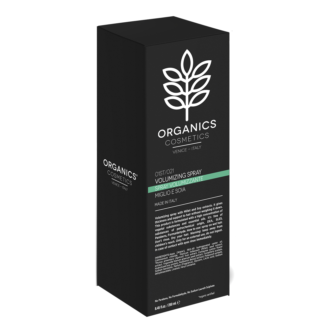 Organics pharm volumizing spray millet and soy