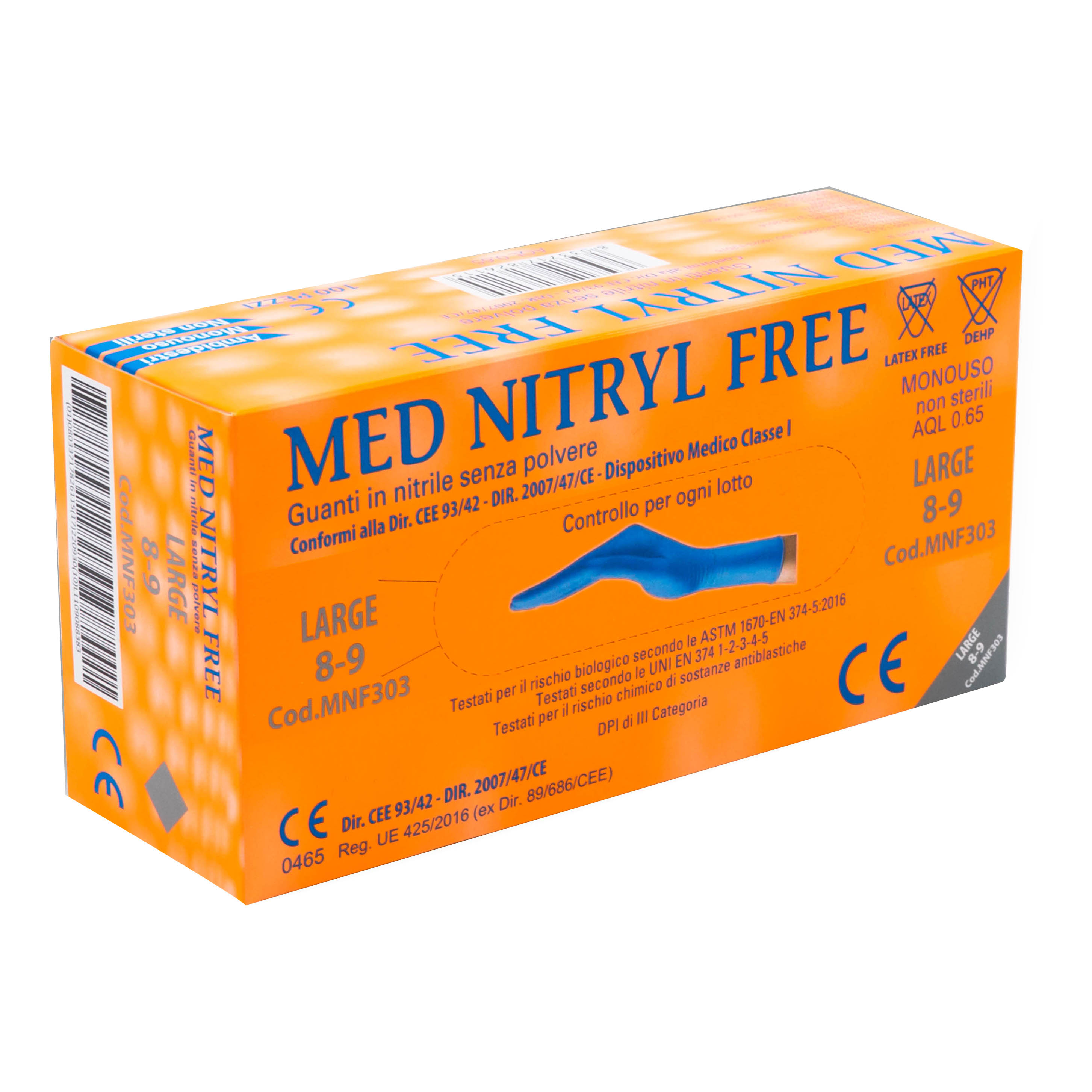 Guanti nitrile senza polvere large 100 pezzi
