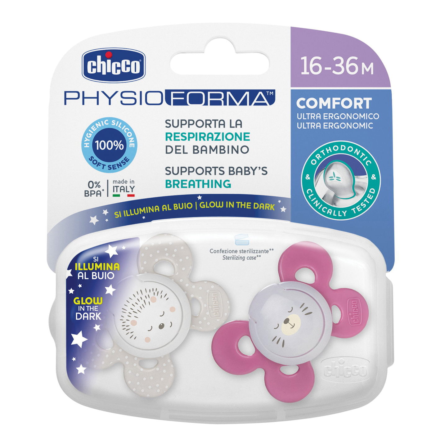 Chicco succhietto comfort lumi in silicone g16-36 mesi 2