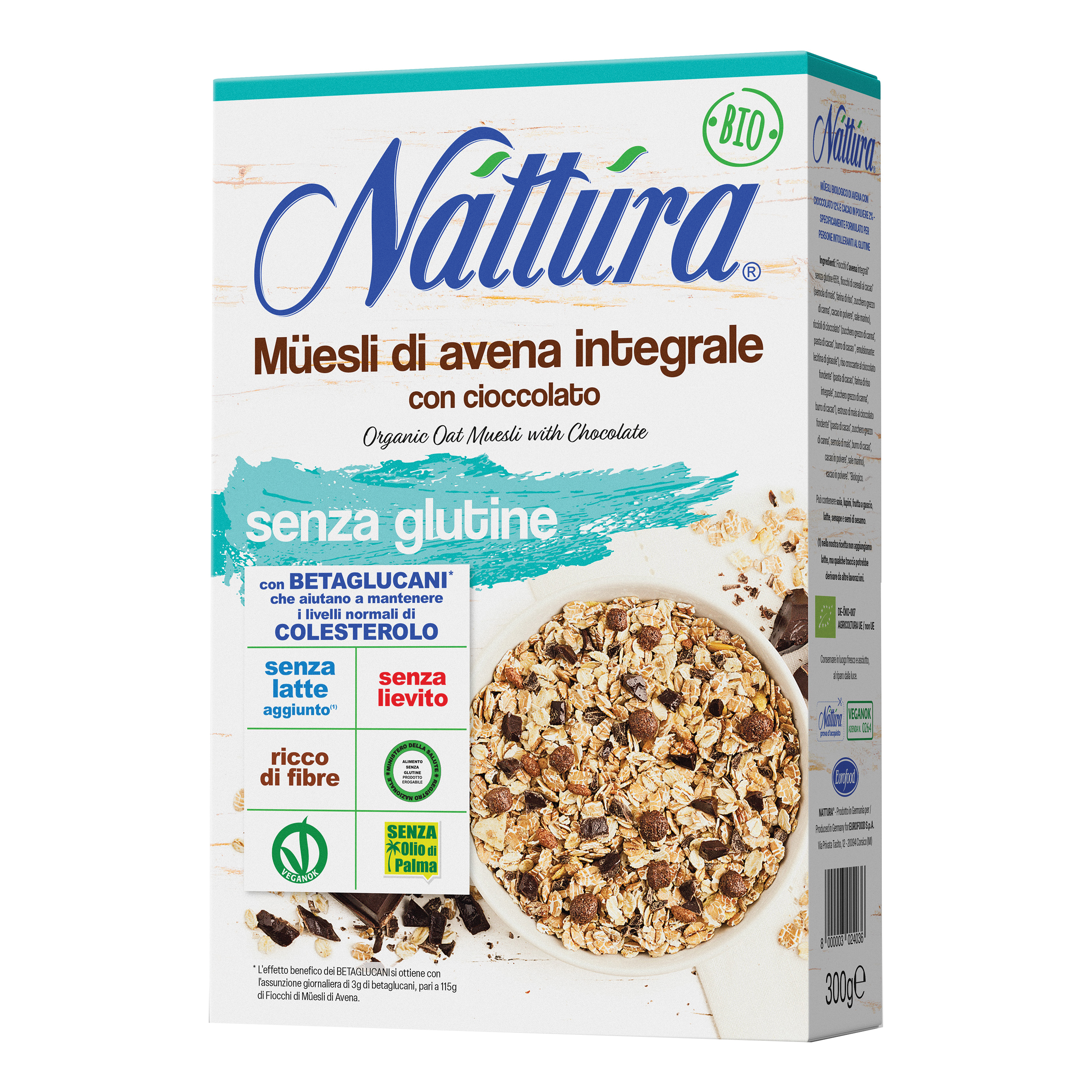 Nattura muesli di avena con cioccolato bio 300 g