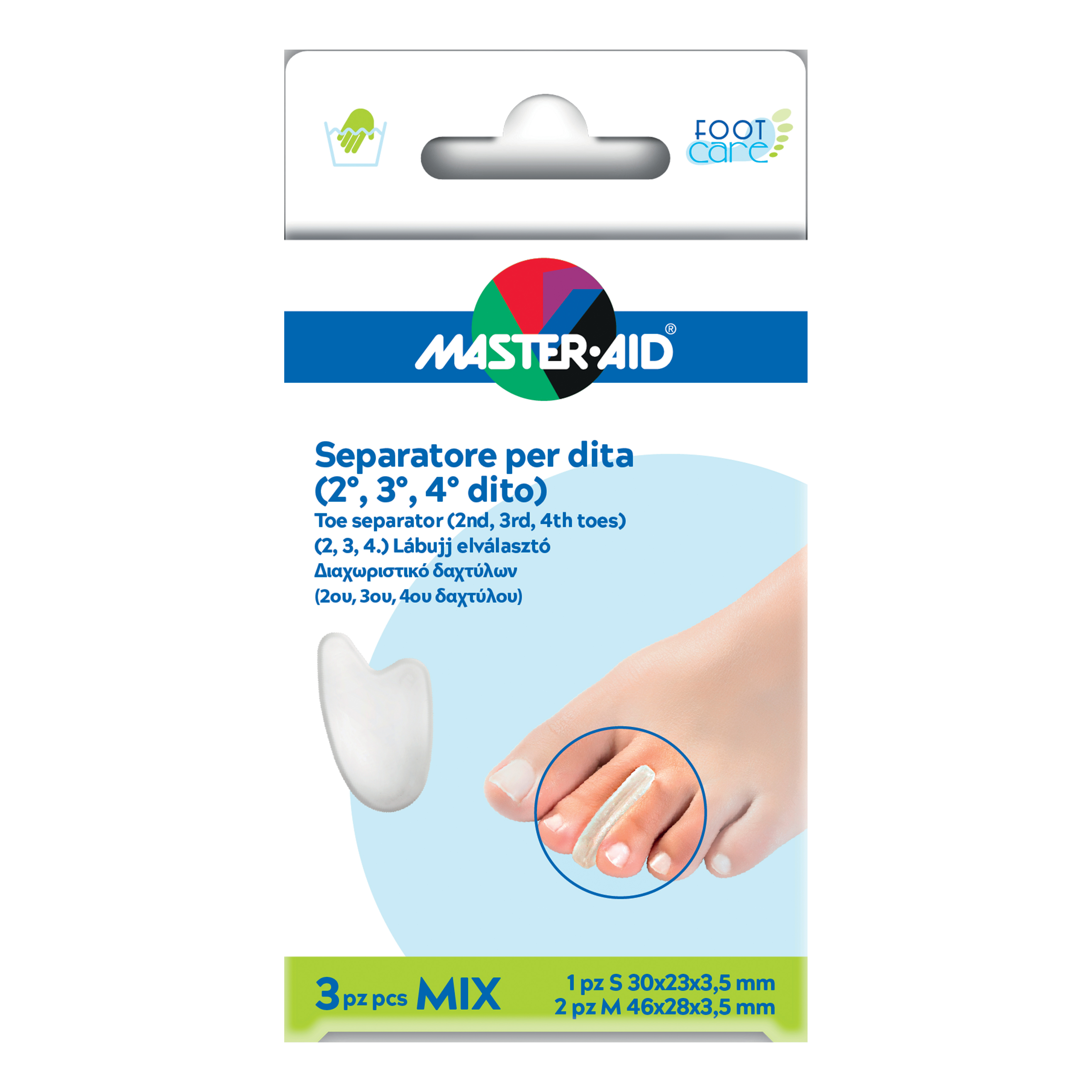 Separatore dita master-aid 1 s + 2 m 3 pezzi