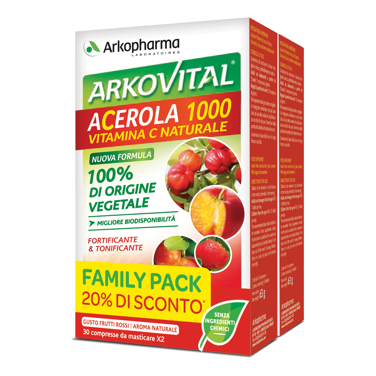 Arkovital acerola 1000 pack family 60 compresse
