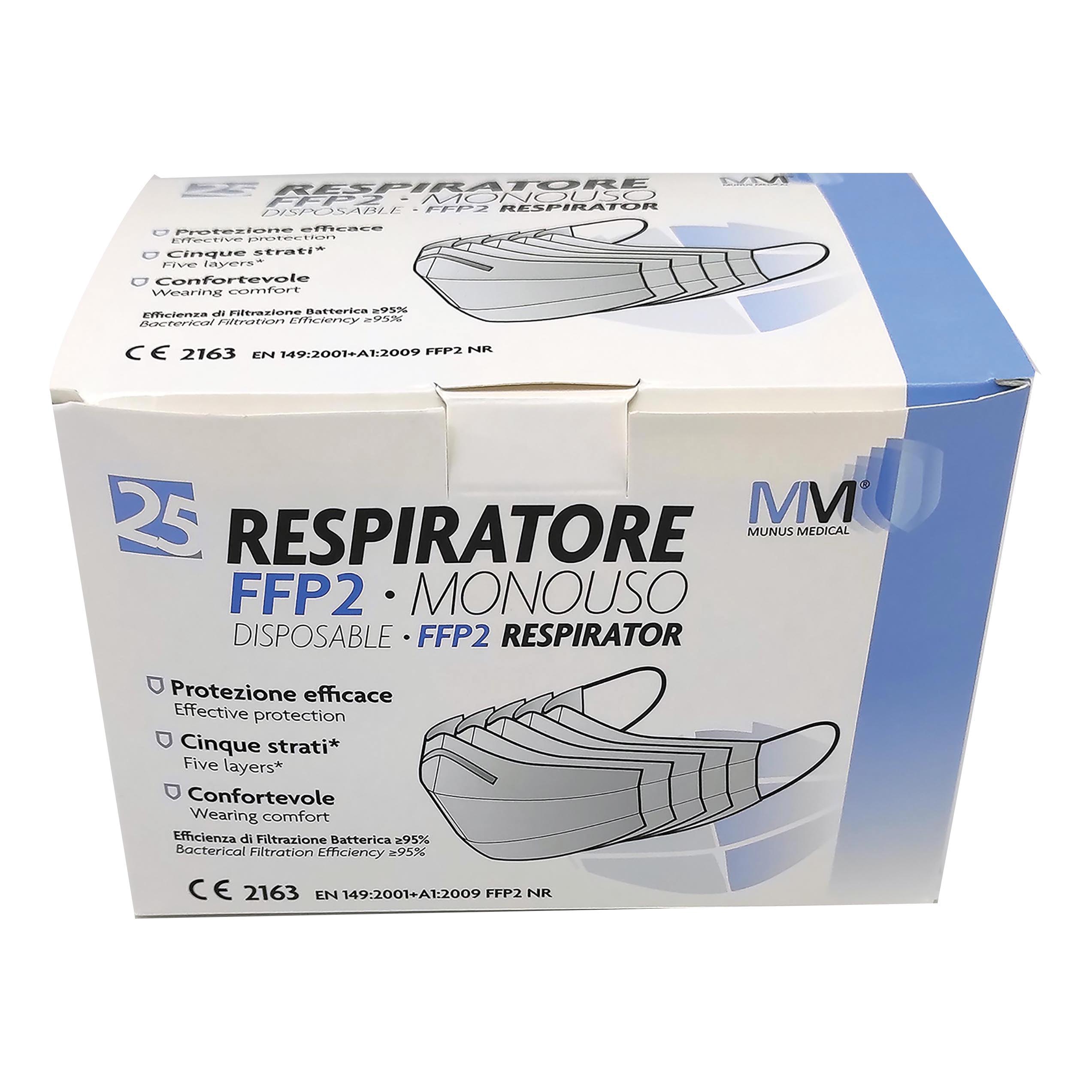Respiratore munus medical ffp2 kn99 25 pezzi