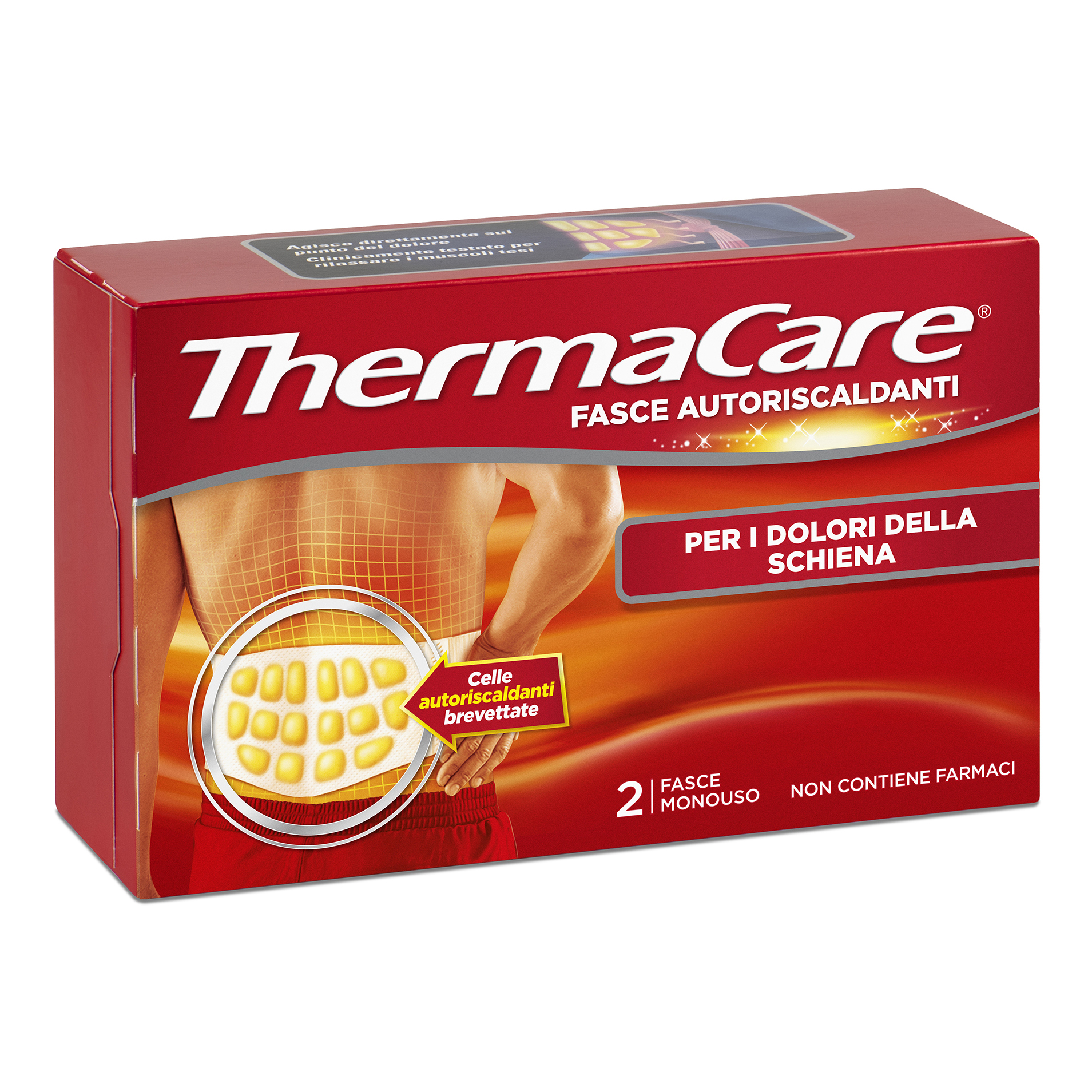 Fascia autoriscaldante a calore terapeutico thermacare schiena 2 pezzi
