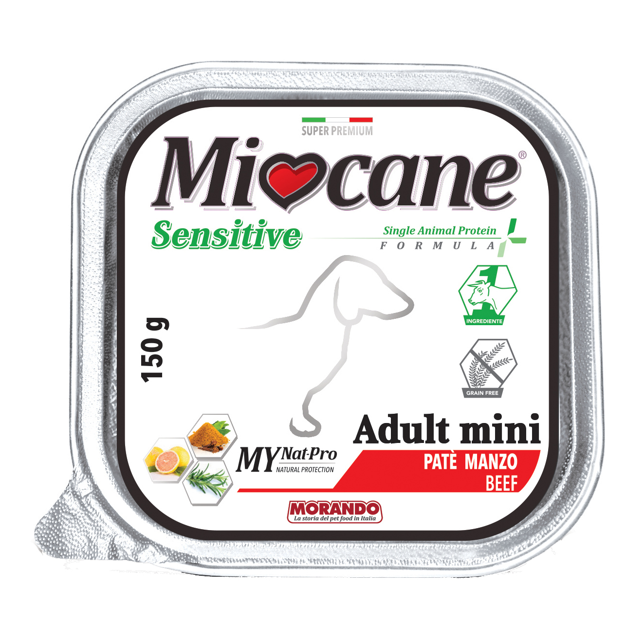 Miocane sensitive single animal protein formula adult mini pate' manzo 150 g