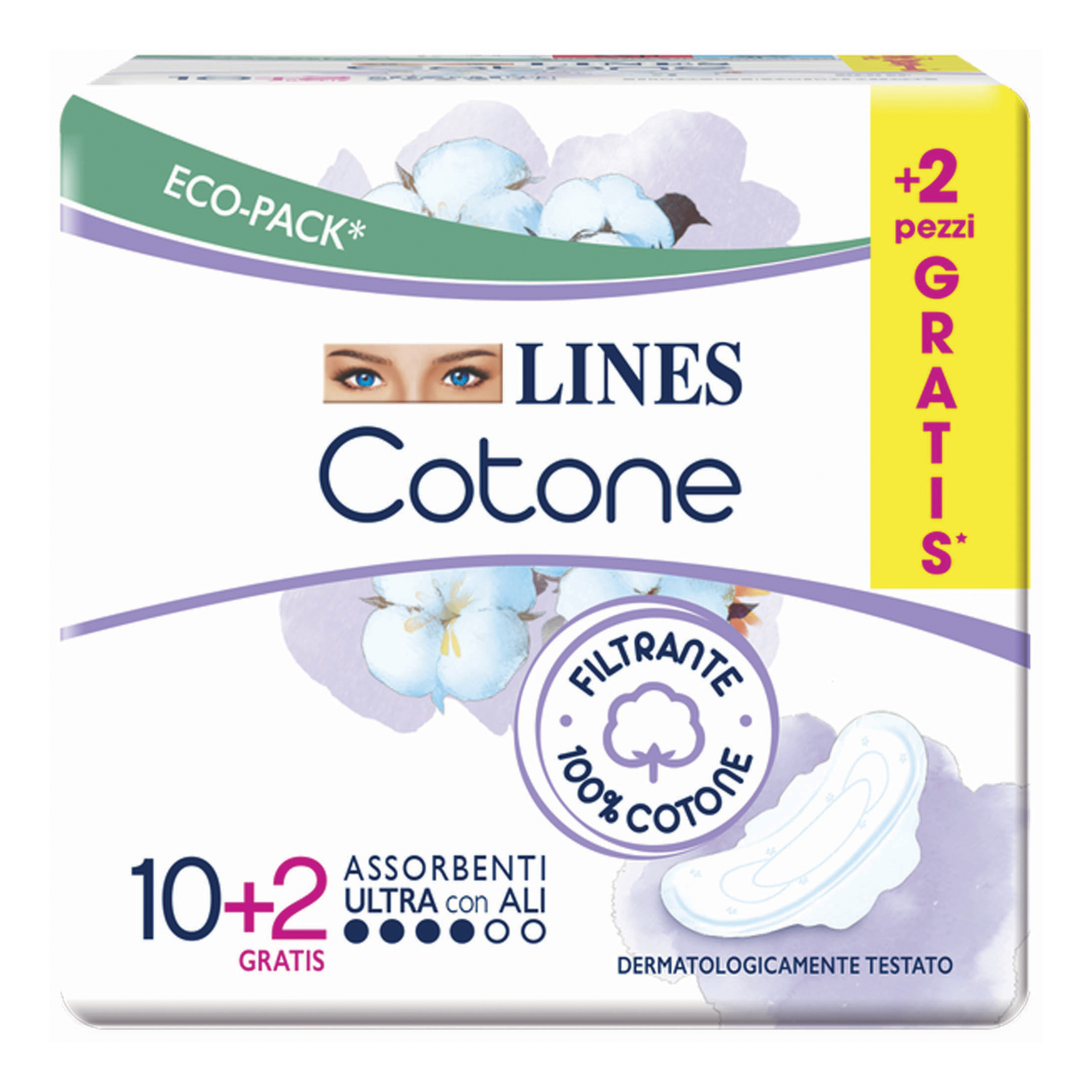 Lines cotone bio ultra ali 10+2 pezzi