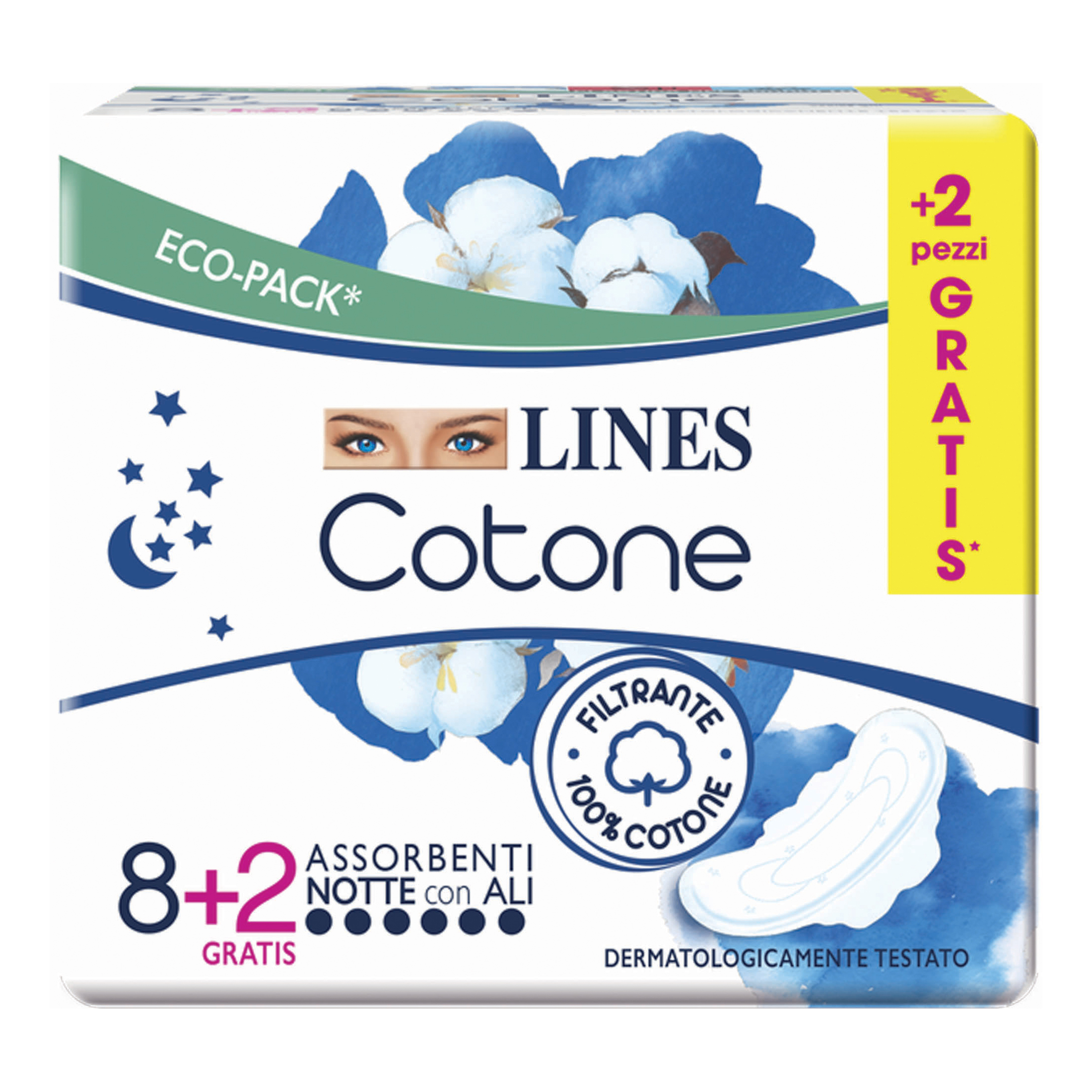 Lines cotone bio ultra notte 8+2 pezzi