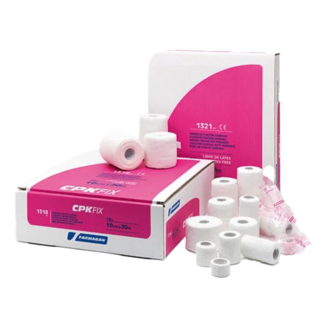 Farmaban cpk fix latex free 10cm x 20m benda elastica coesiva di fissazione latex free dispenser box 16 pezzi