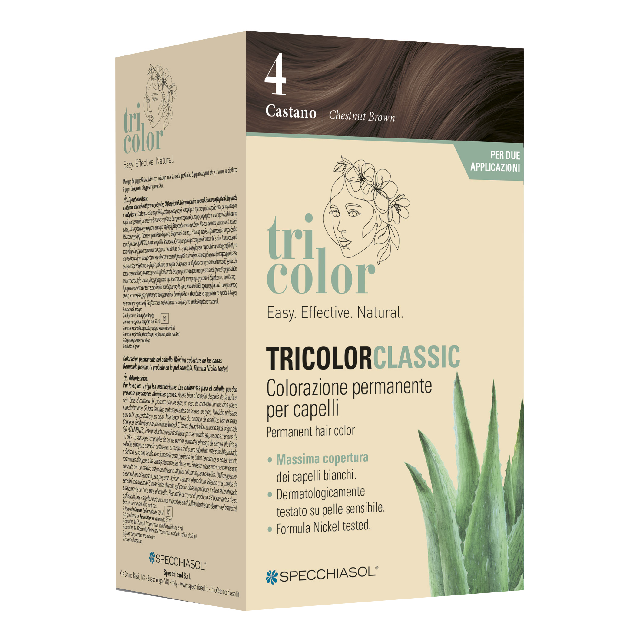 Tricolor classic 4 castano 2 tubi 50 ml + 2 shaker 50 ml + 4 bustine 8 ml