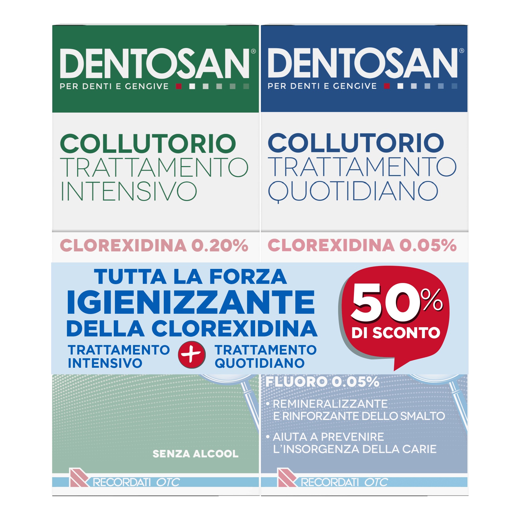 Dentosan collutorio bipack 0,2% intensivo 200 ml + 0,05% quotidiano 200 ml