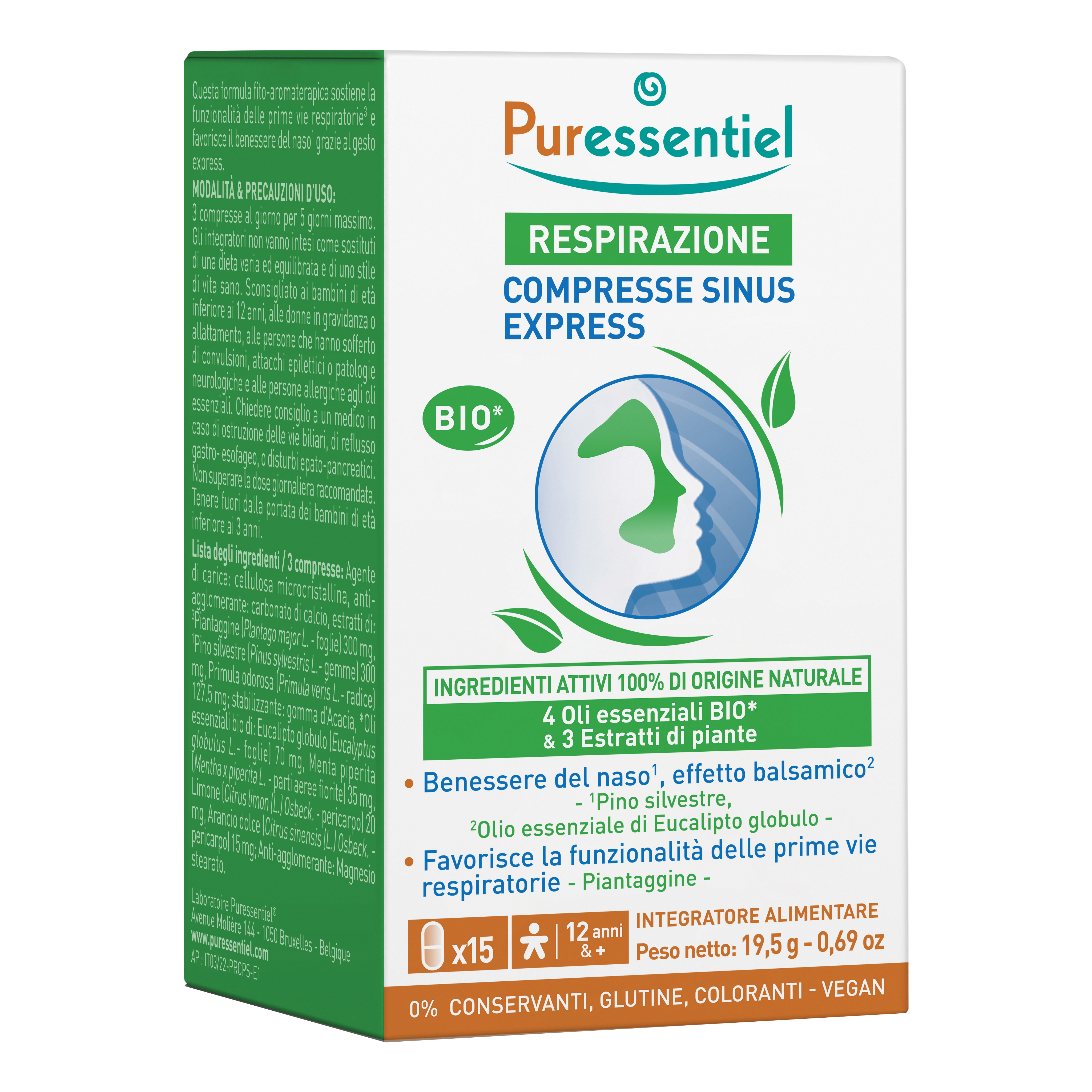 Puressentiel compresse sinus express 15 compresse