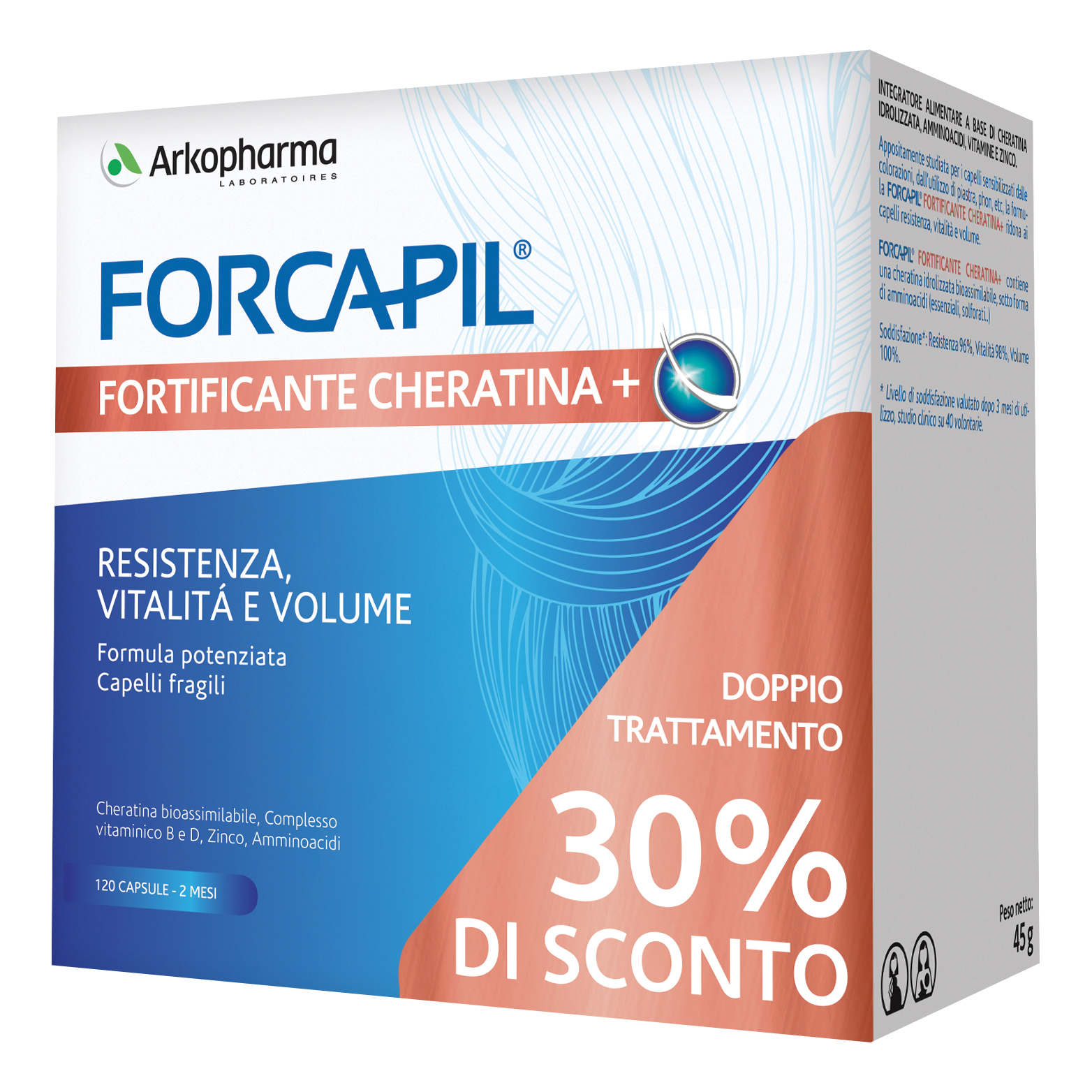 Forcapil fortificante cheratina 2 promo pack da 60 capsule