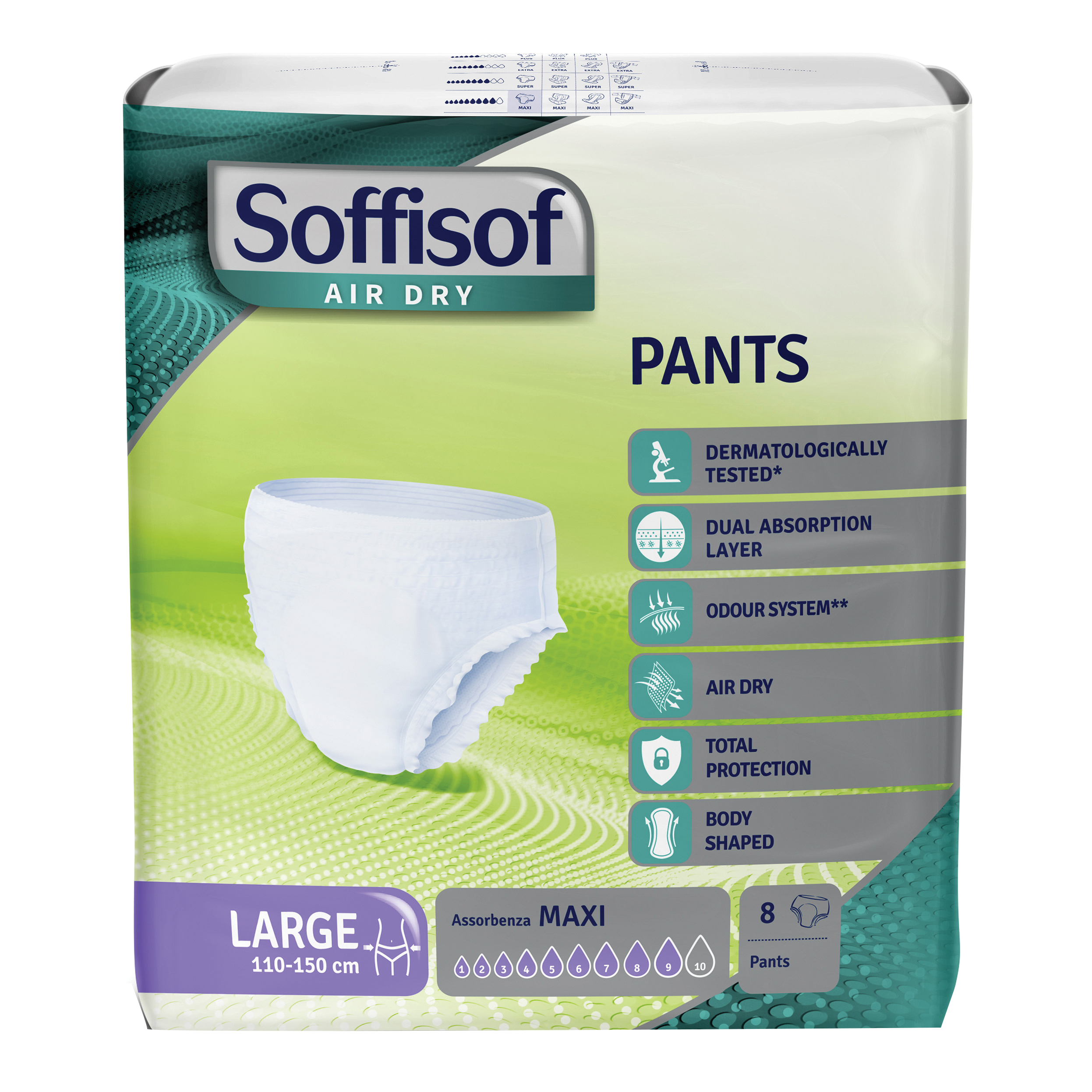 Pannolone soffisof air dry pants maxi large 8 pezzi