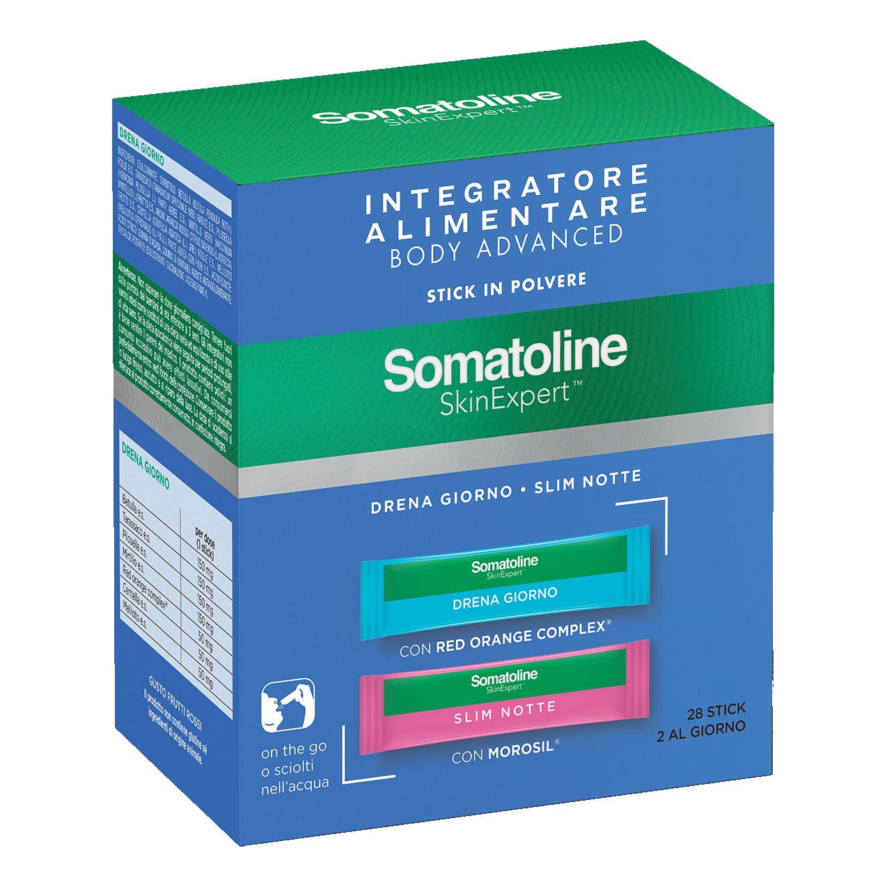 Somatoline skin expert body advanced 14 stick drena giorno + 14 stick slim notte
