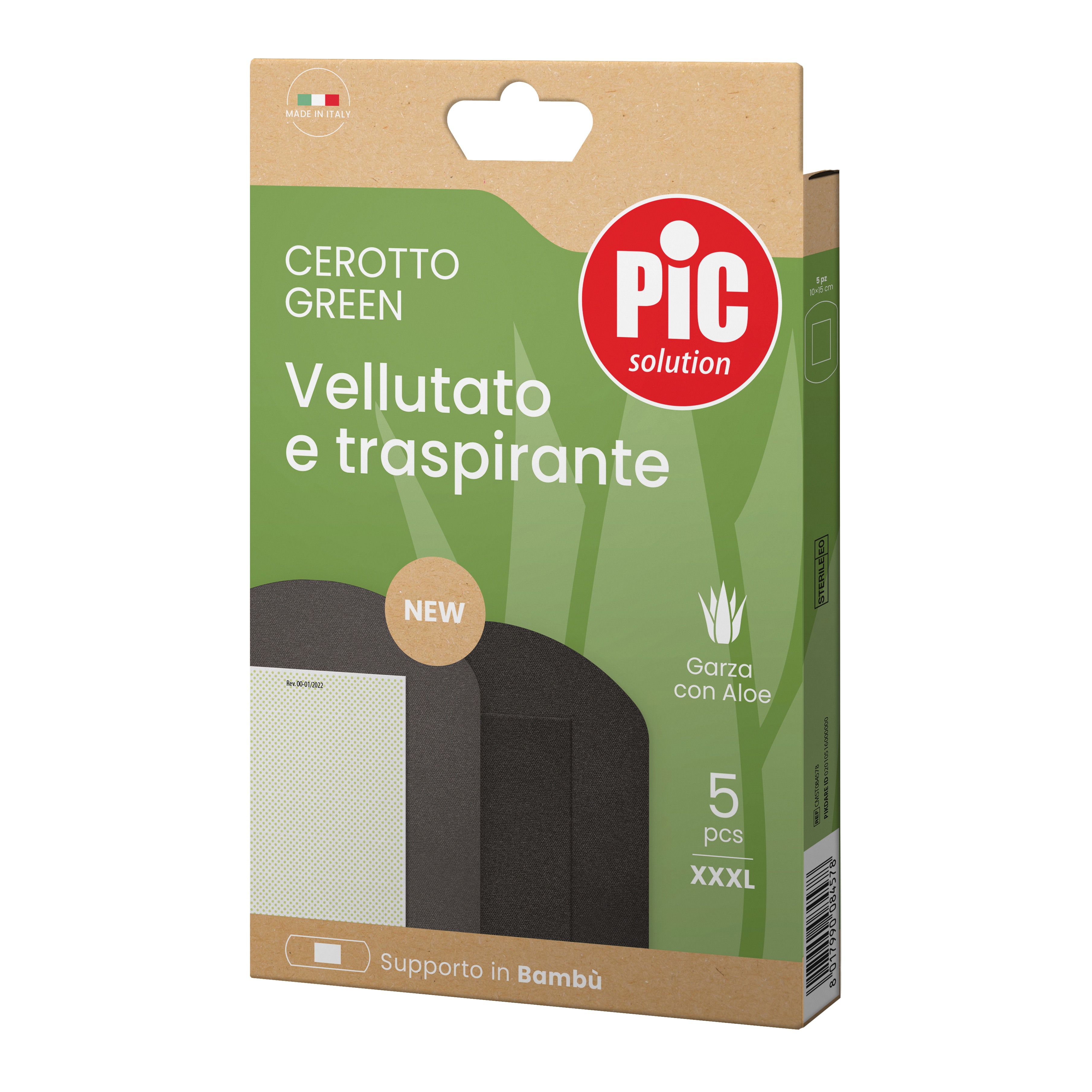Cerotto pic green bambu' aloe sterile 10x15 cm 5 pezzi