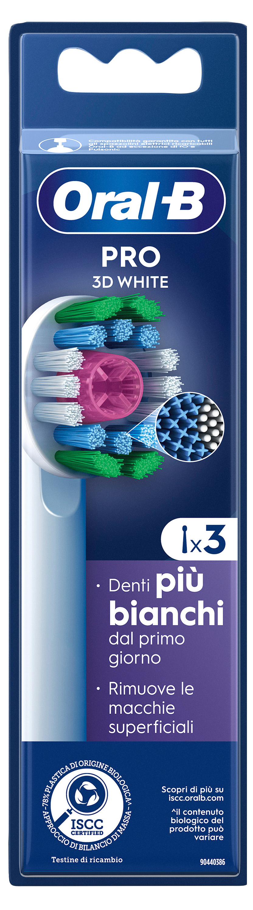 Oralb power refill eb18-3 3d white 3 pezzi