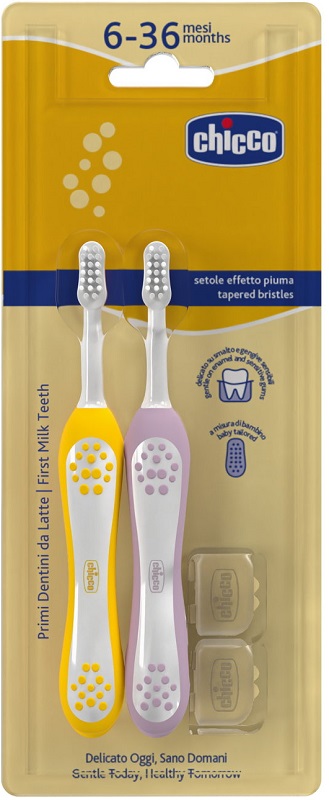 Chicco spazzolino 6-36 mesi doppio rosa-giallo