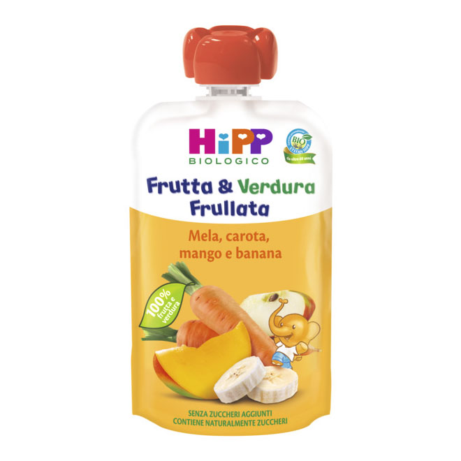Hipp bio frutta & verdura frullata mela mango banana e carota 90 g