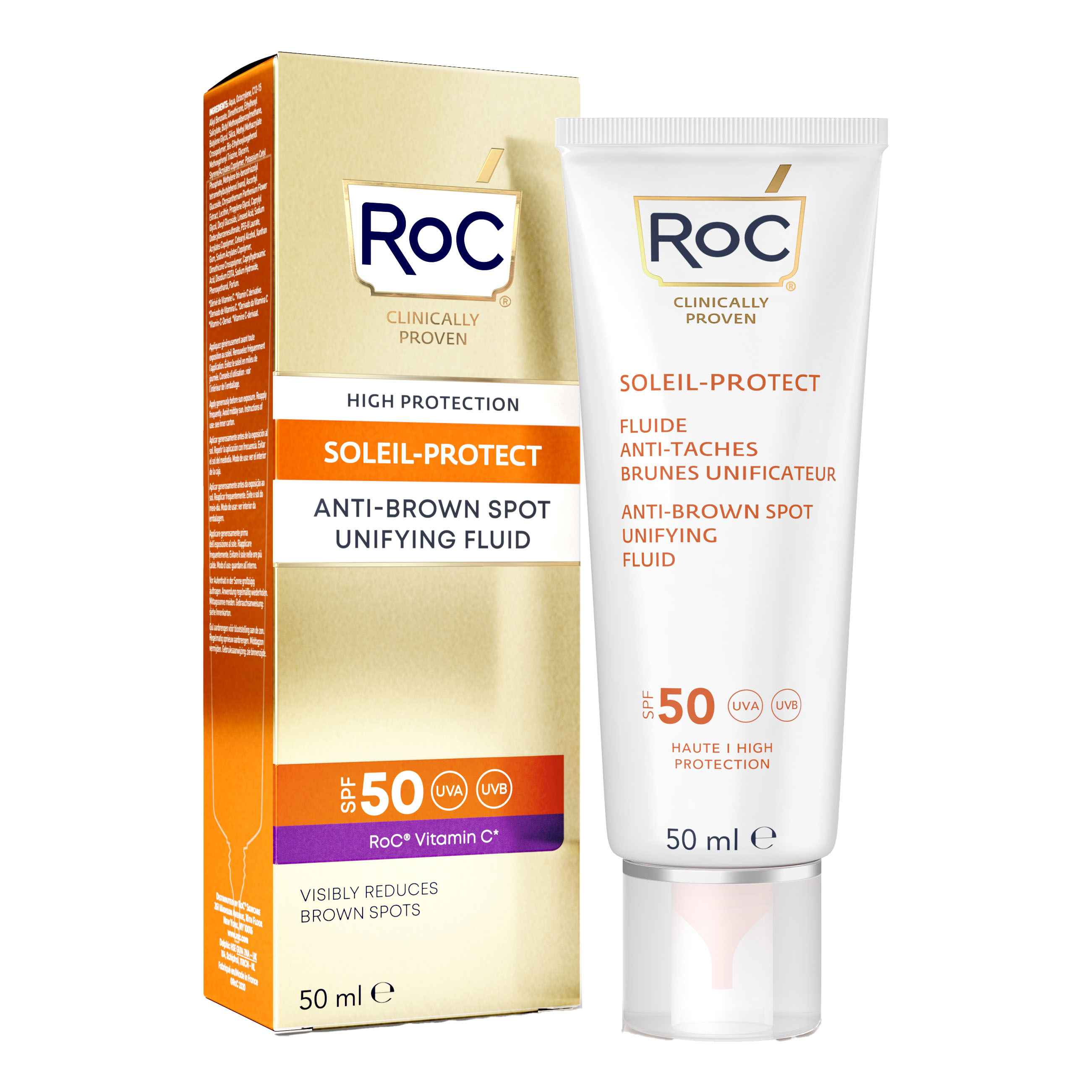 Roc fluido solare viso spf50 antimacchie colorato