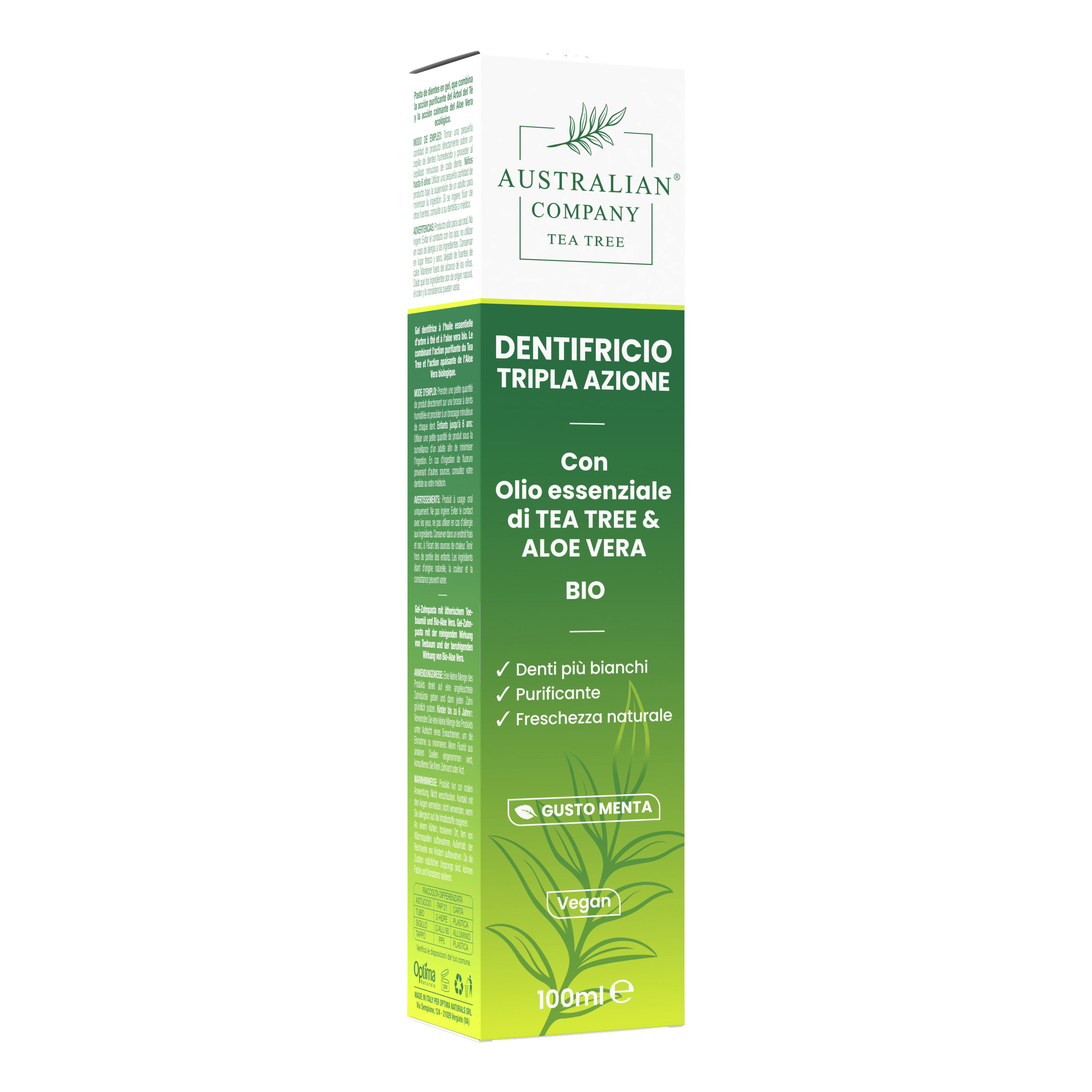 OPTIMA NATURALS Srl Australian company tea tree dentifricio 100 ml